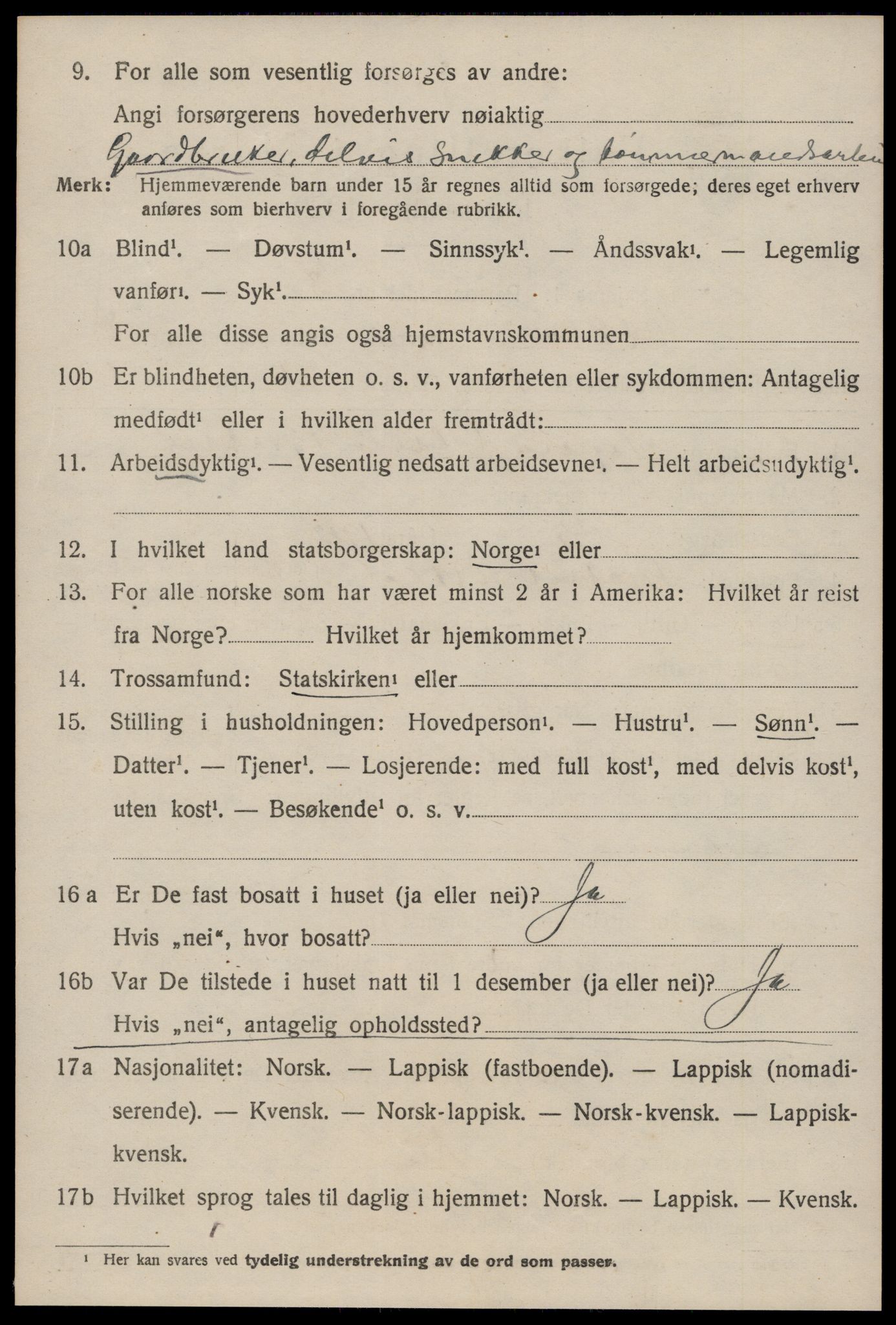 SAT, 1920 census for Orkland, 1920, p. 3339