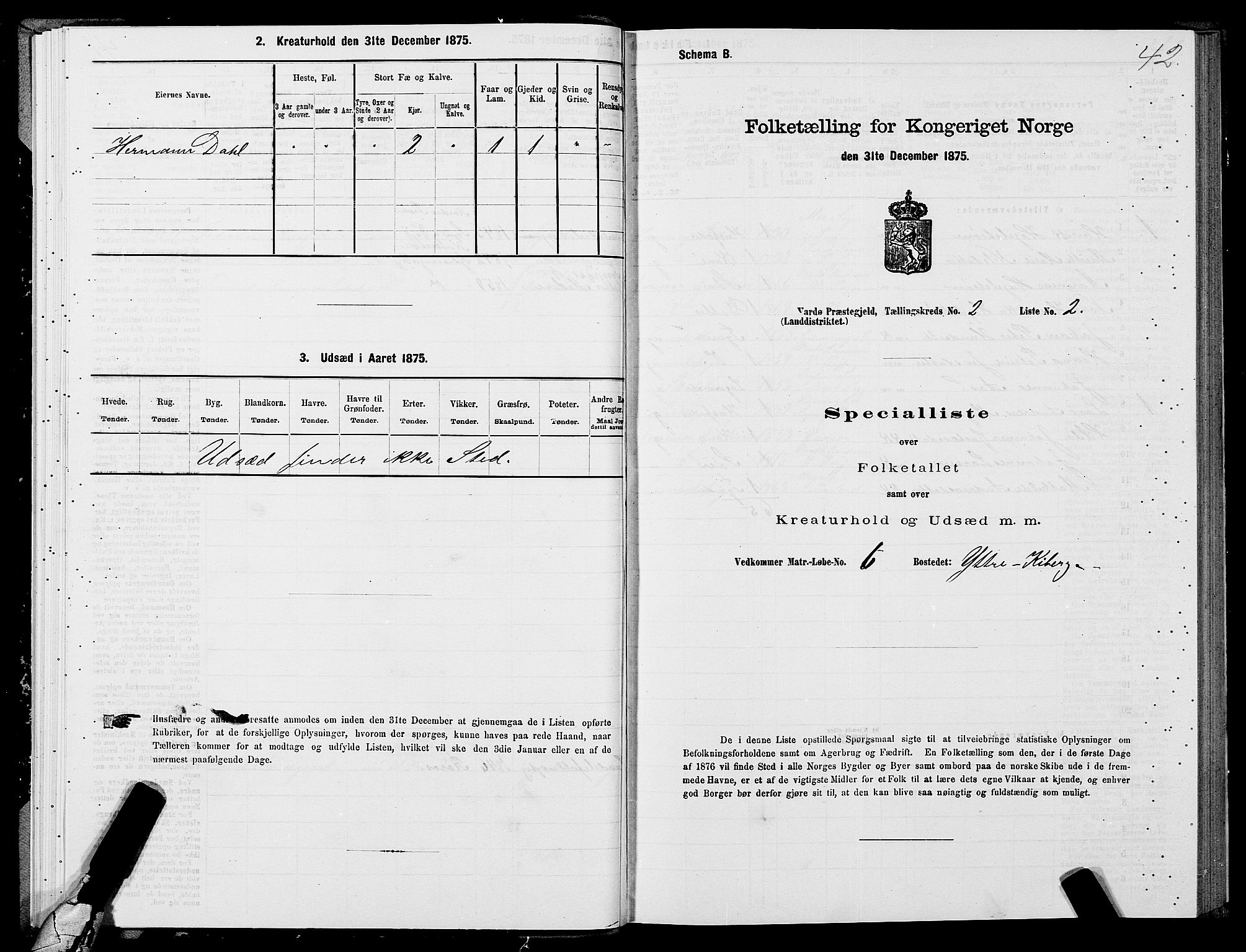 SATØ, 1875 census for 2028L Vardø/Vardø, 1875, p. 1042