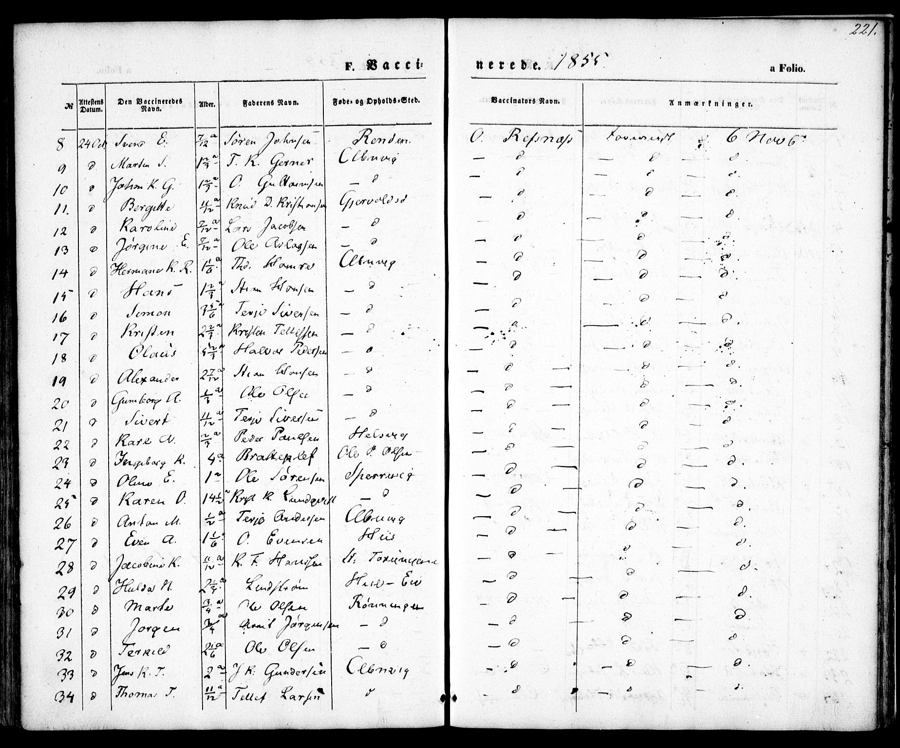 Hisøy sokneprestkontor, SAK/1111-0020/F/Fa/L0001: Parish register (official) no. A 1, 1849-1871, p. 221