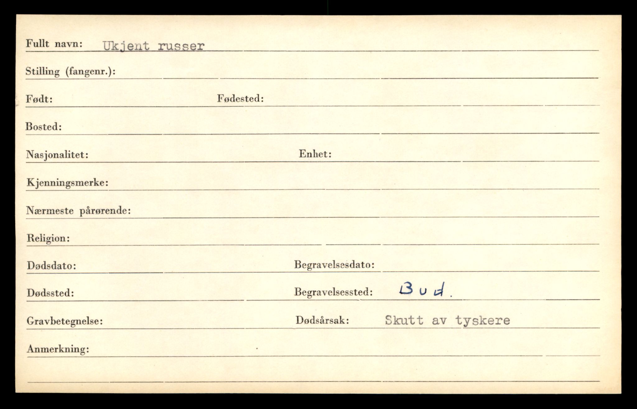 Distriktskontoret for krigsgraver, AV/SAT-A-5030/E/L0005: Kasett/kartotek over falne Britiske og tyske solater, samt andre nasjoners krigsgraver, 1945, p. 501