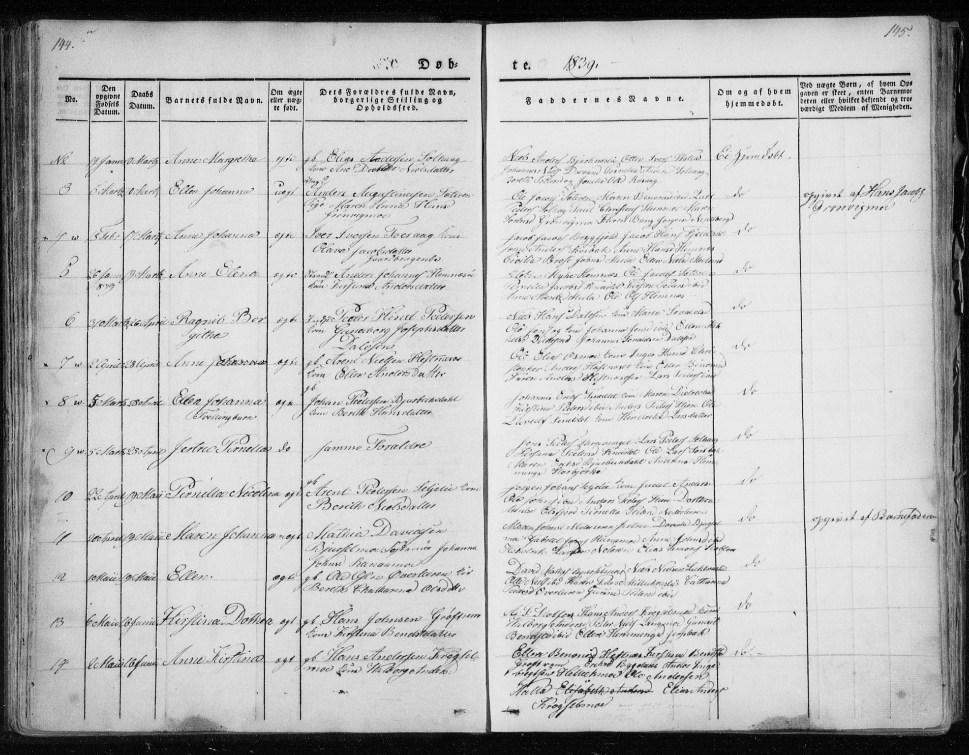 Ministerialprotokoller, klokkerbøker og fødselsregistre - Nordland, AV/SAT-A-1459/825/L0354: Parish register (official) no. 825A08, 1826-1841, p. 144-145