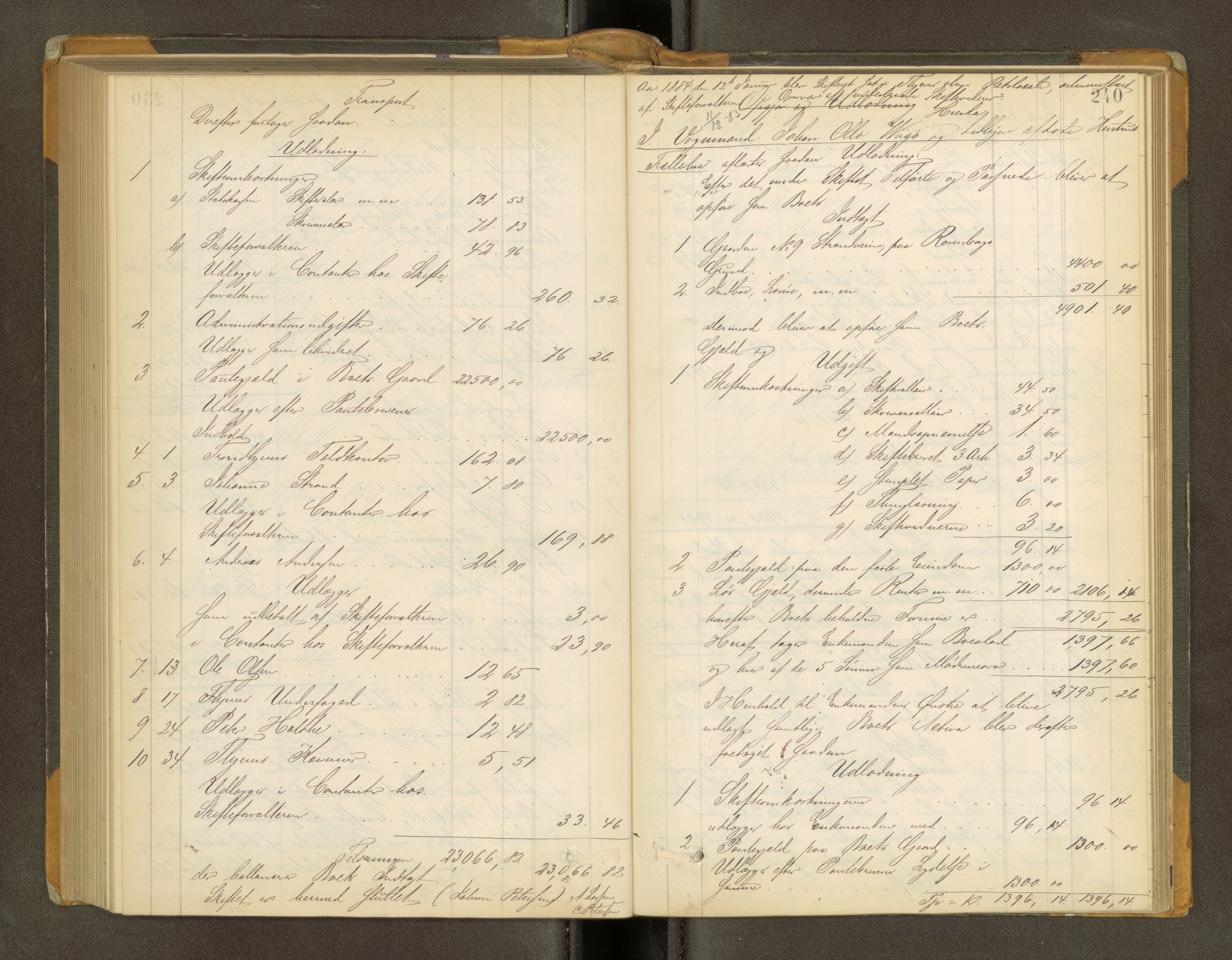 Trondheim byfogd, SAT/A-0003/1/3/3A/L0033: Skifteutlodningsprotokoll - 4/2-7/6. (m/ register), 1882-1884, p. 240