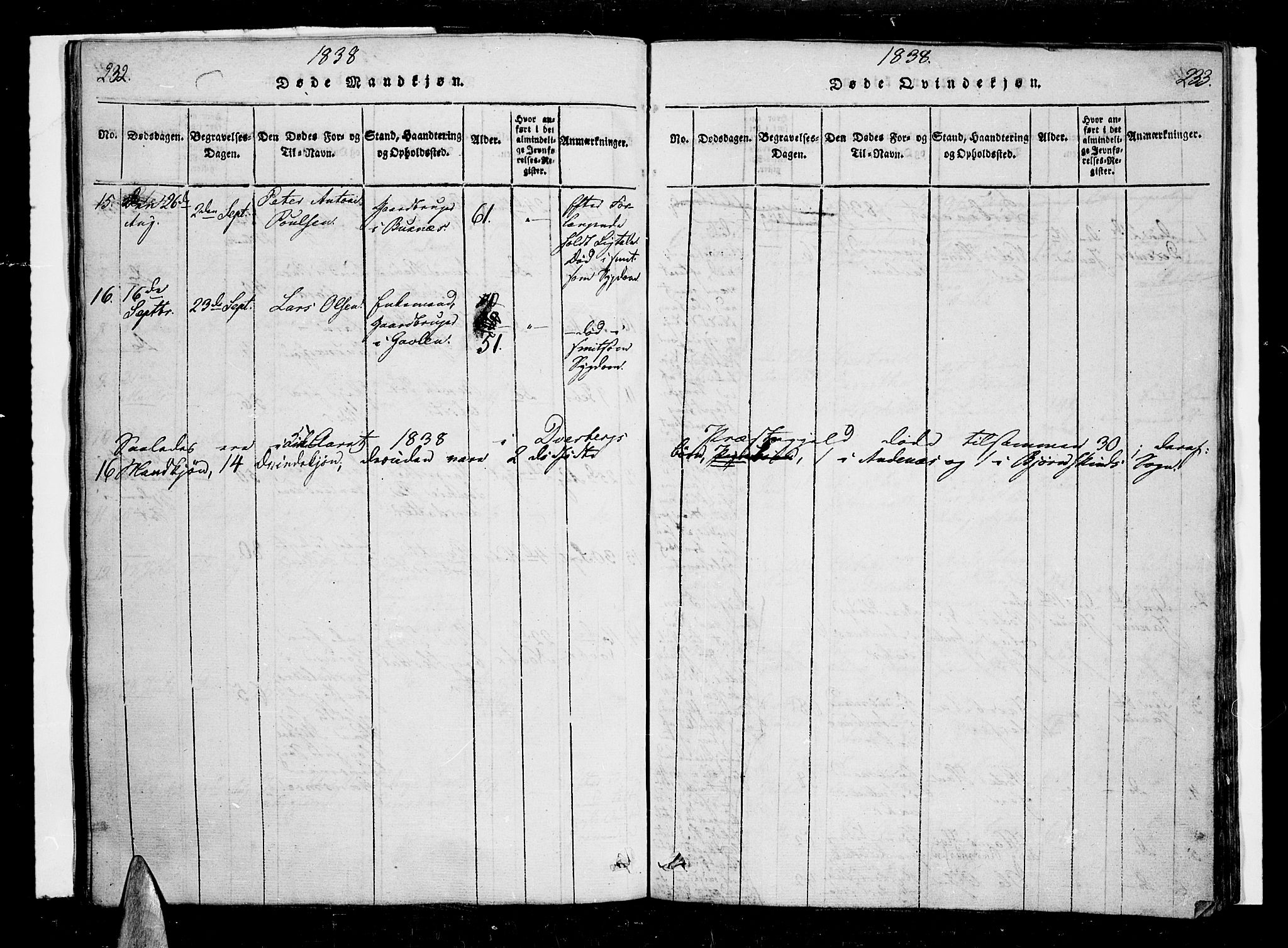 Ministerialprotokoller, klokkerbøker og fødselsregistre - Nordland, AV/SAT-A-1459/897/L1395: Parish register (official) no. 897A03, 1820-1841, p. 232-233