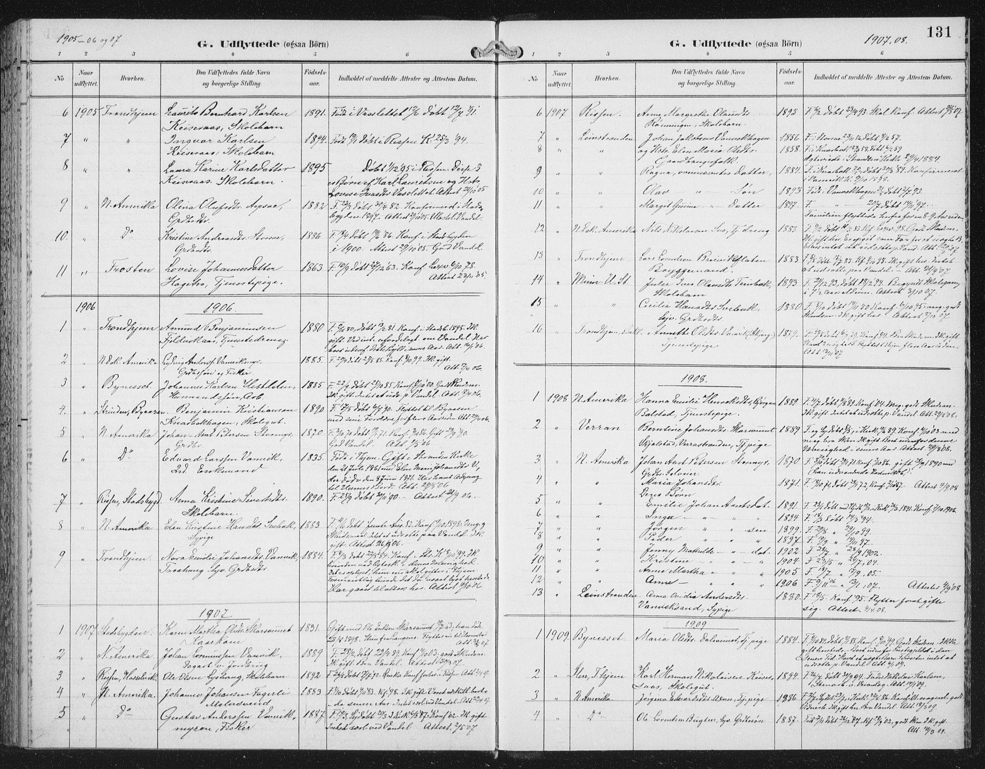 Ministerialprotokoller, klokkerbøker og fødselsregistre - Nord-Trøndelag, SAT/A-1458/702/L0024: Parish register (official) no. 702A02, 1898-1914, p. 131
