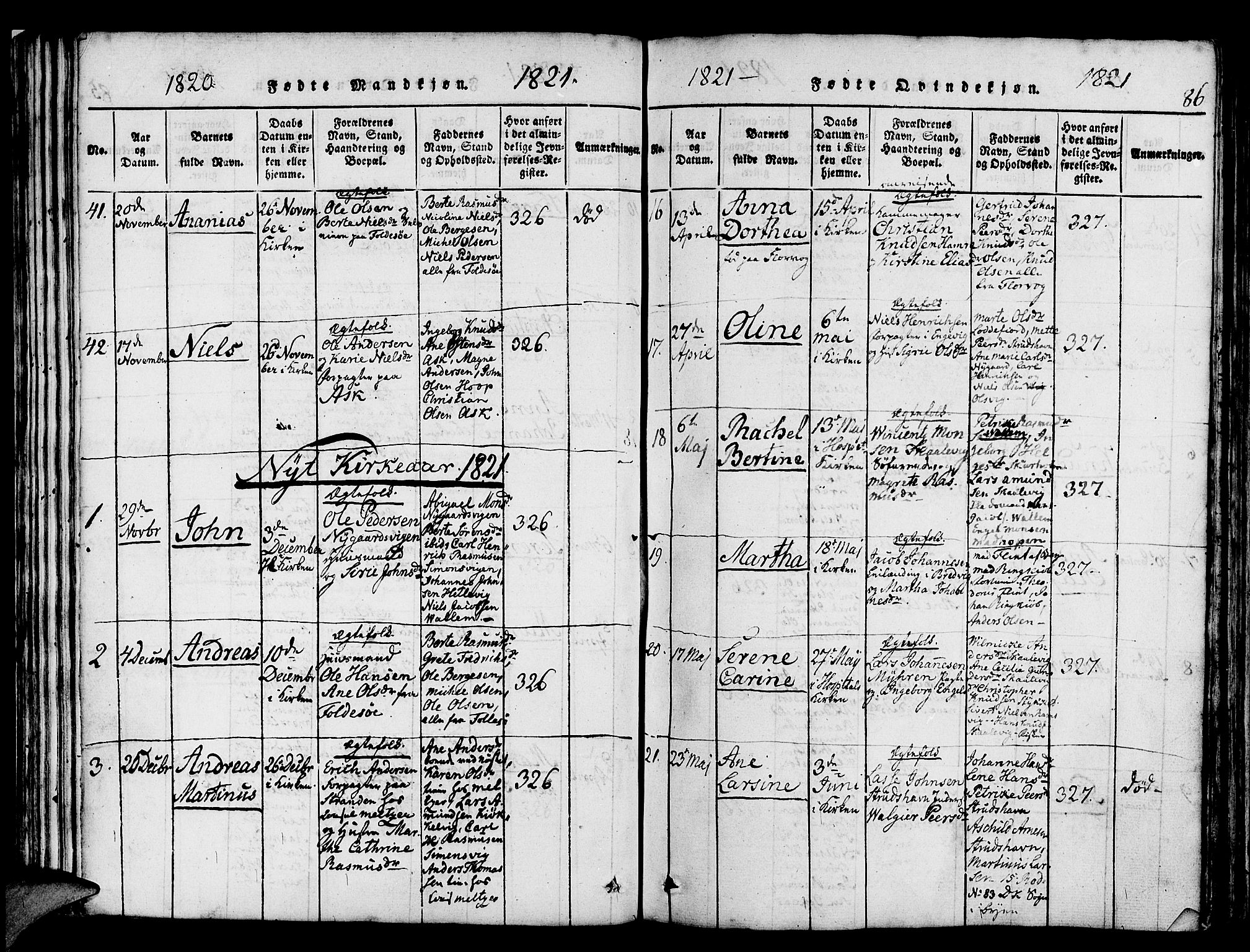 Askøy Sokneprestembete, AV/SAB-A-74101/H/Ha/Haa/Haaa/L0003: Parish register (official) no. A 3, 1815-1825, p. 86