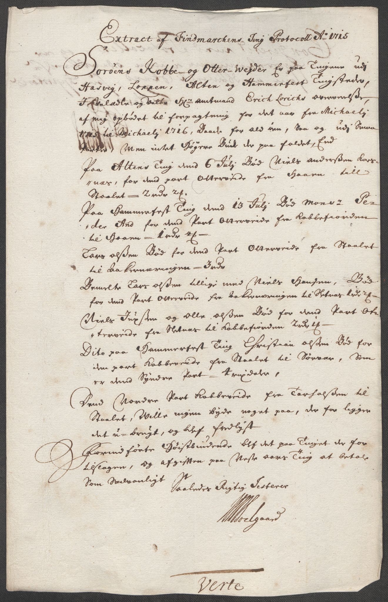 Rentekammeret inntil 1814, Reviderte regnskaper, Fogderegnskap, RA/EA-4092/R69/L4856: Fogderegnskap Finnmark/Vardøhus, 1713-1715, p. 428
