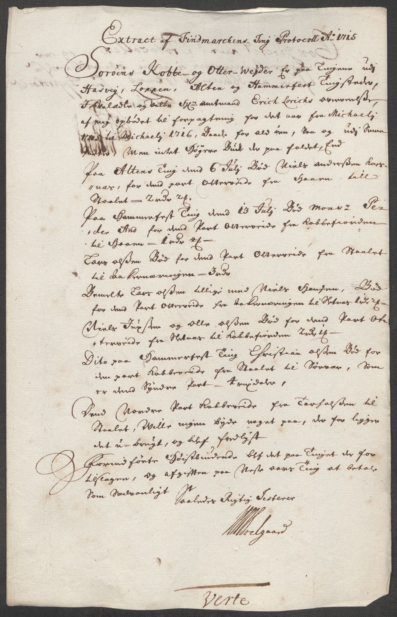 Rentekammeret inntil 1814, Reviderte regnskaper, Fogderegnskap, AV/RA-EA-4092/R69/L4856: Fogderegnskap Finnmark/Vardøhus, 1713-1715, p. 428