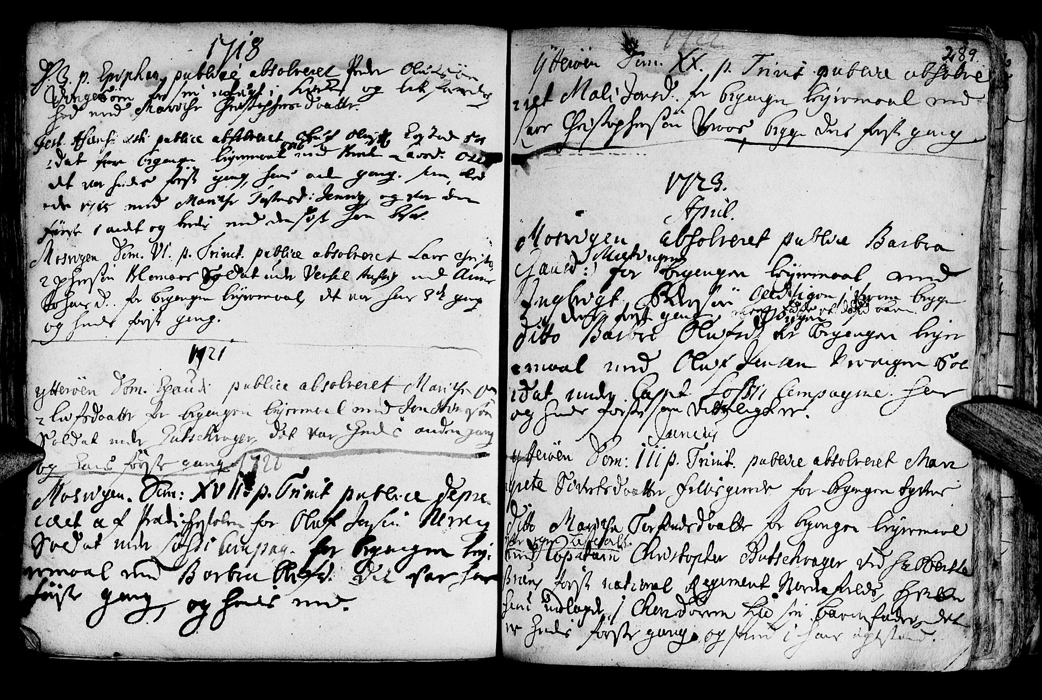 Ministerialprotokoller, klokkerbøker og fødselsregistre - Nord-Trøndelag, SAT/A-1458/722/L0215: Parish register (official) no. 722A02, 1718-1755, p. 289