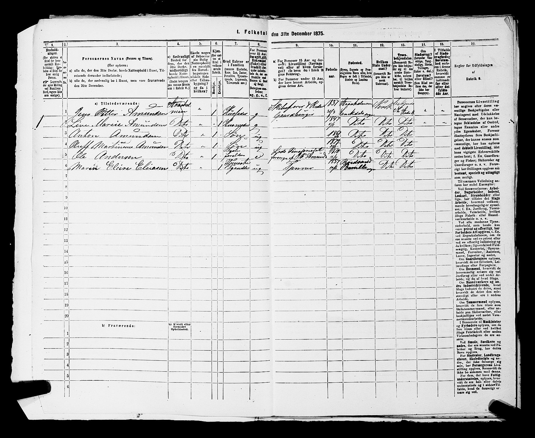 SAKO, 1875 census for 0816P Sannidal, 1875, p. 2262