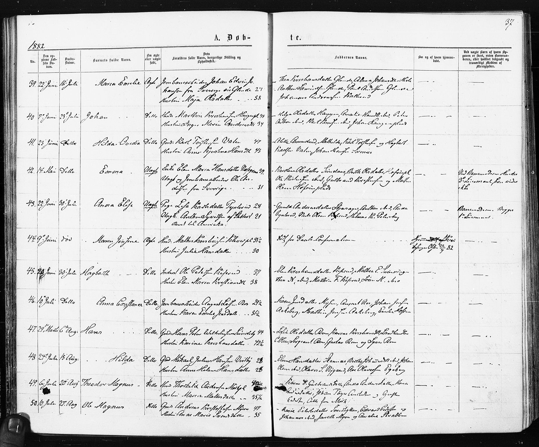 Spydeberg prestekontor Kirkebøker, AV/SAO-A-10924/F/Fa/L0007: Parish register (official) no. I 7, 1875-1885, p. 37