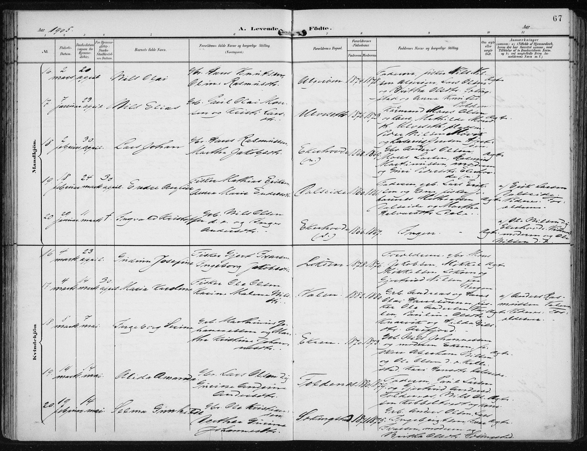 Fjell sokneprestembete, SAB/A-75301/H/Haa: Parish register (official) no. A  9, 1899-1910, p. 67