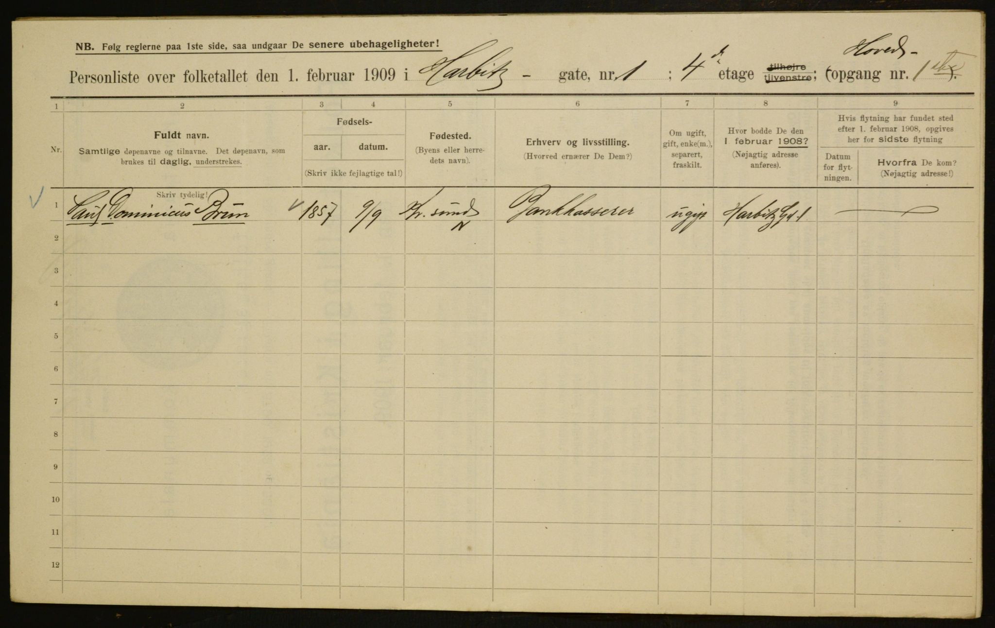 OBA, Municipal Census 1909 for Kristiania, 1909, p. 73283