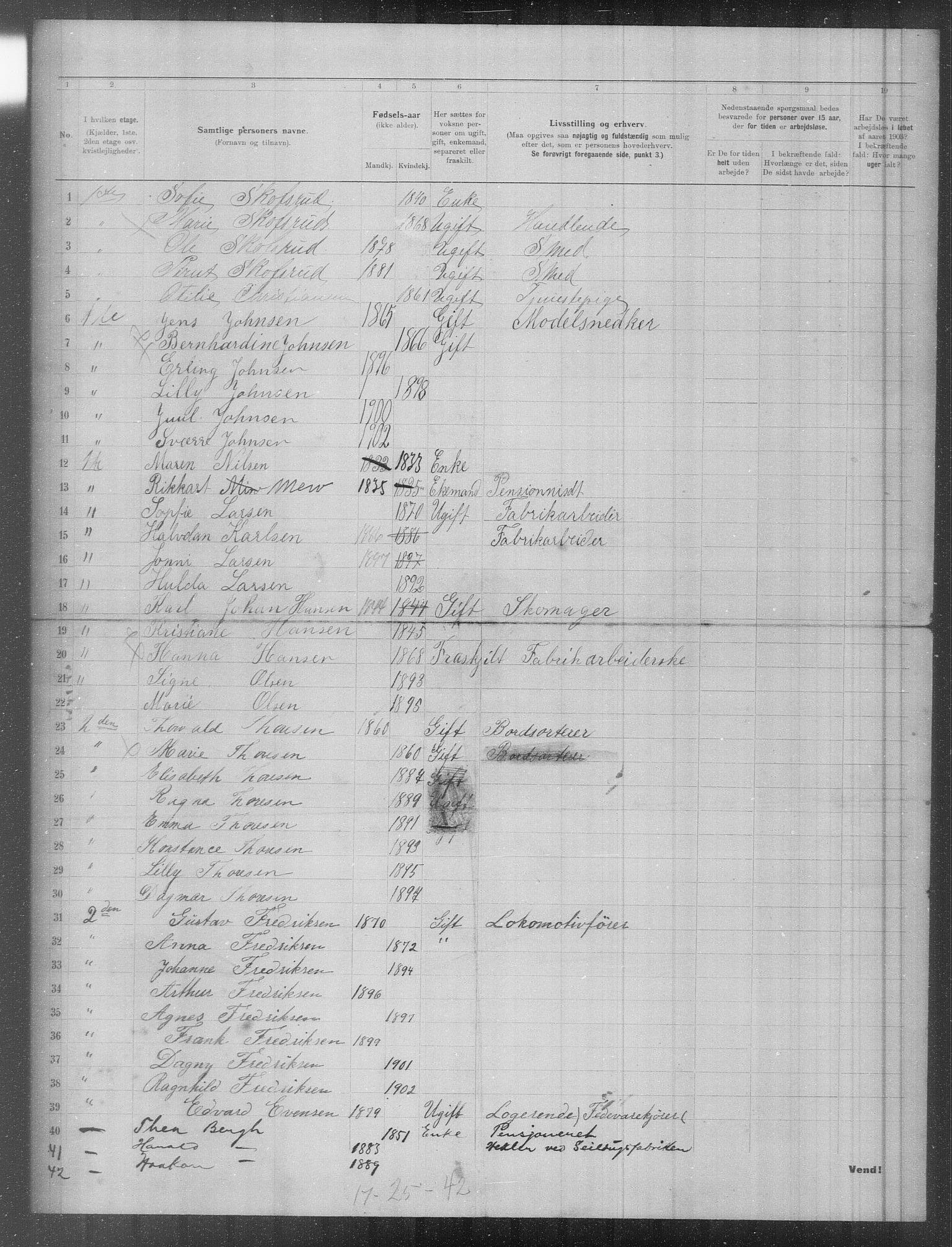 OBA, Municipal Census 1903 for Kristiania, 1903, p. 1825