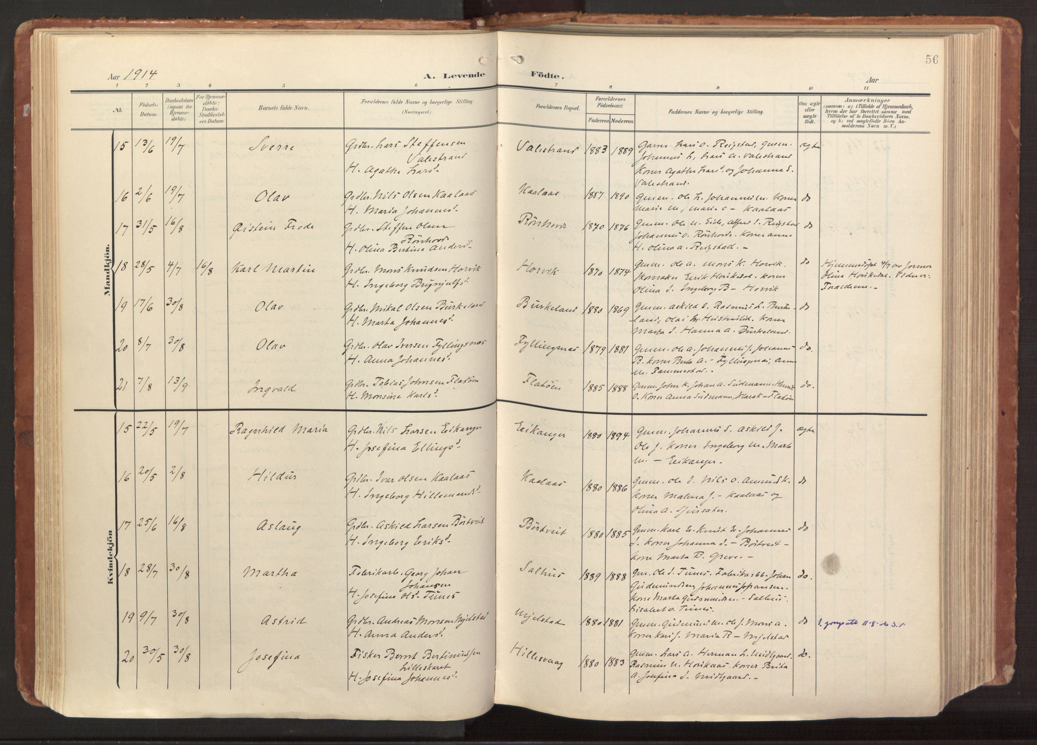 Hamre sokneprestembete, AV/SAB-A-75501/H/Ha/Haa/Haab/L0002: Parish register (official) no. B 2, 1905-1924, p. 56