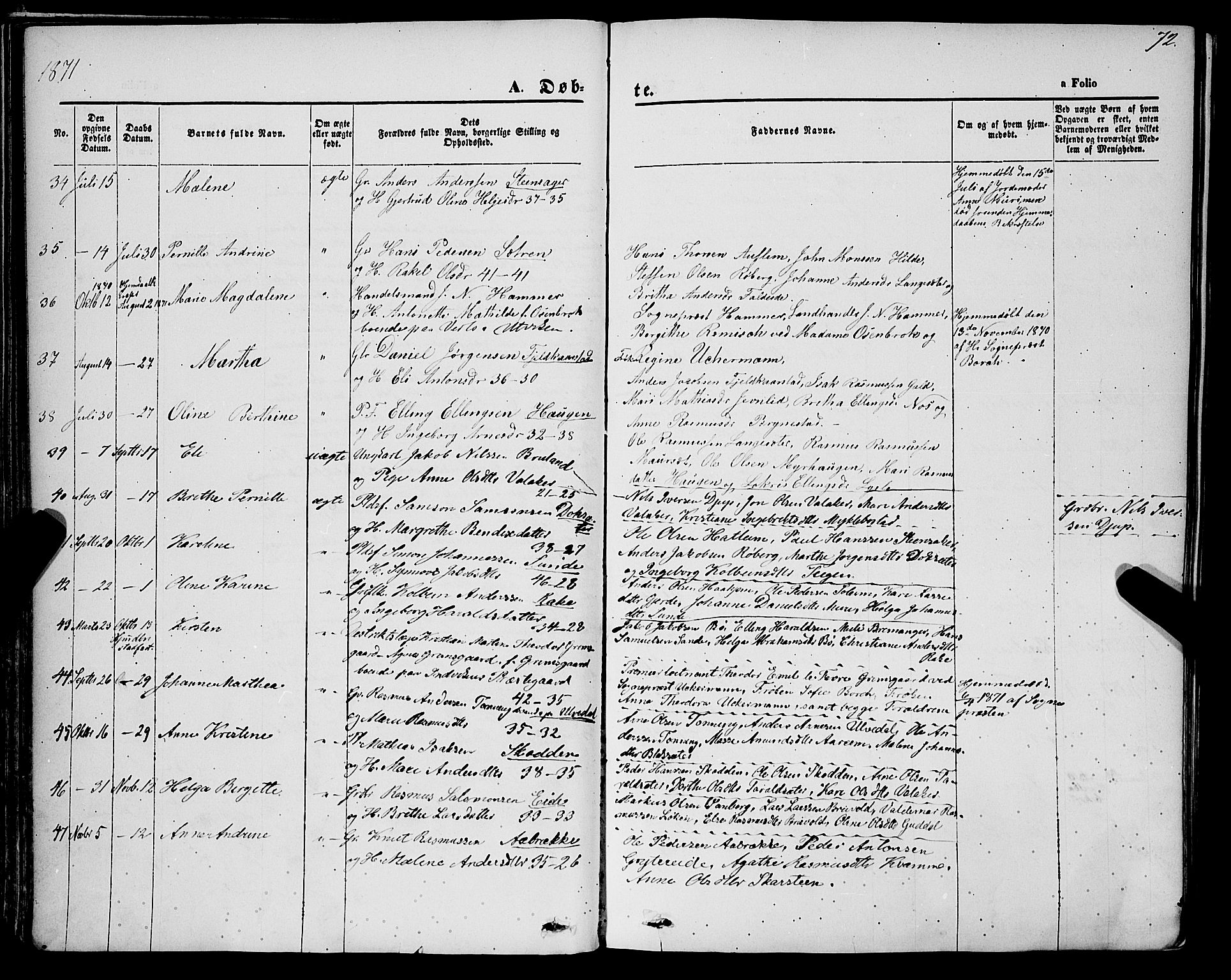 Innvik sokneprestembete, AV/SAB-A-80501: Parish register (official) no. A 6, 1865-1878, p. 72