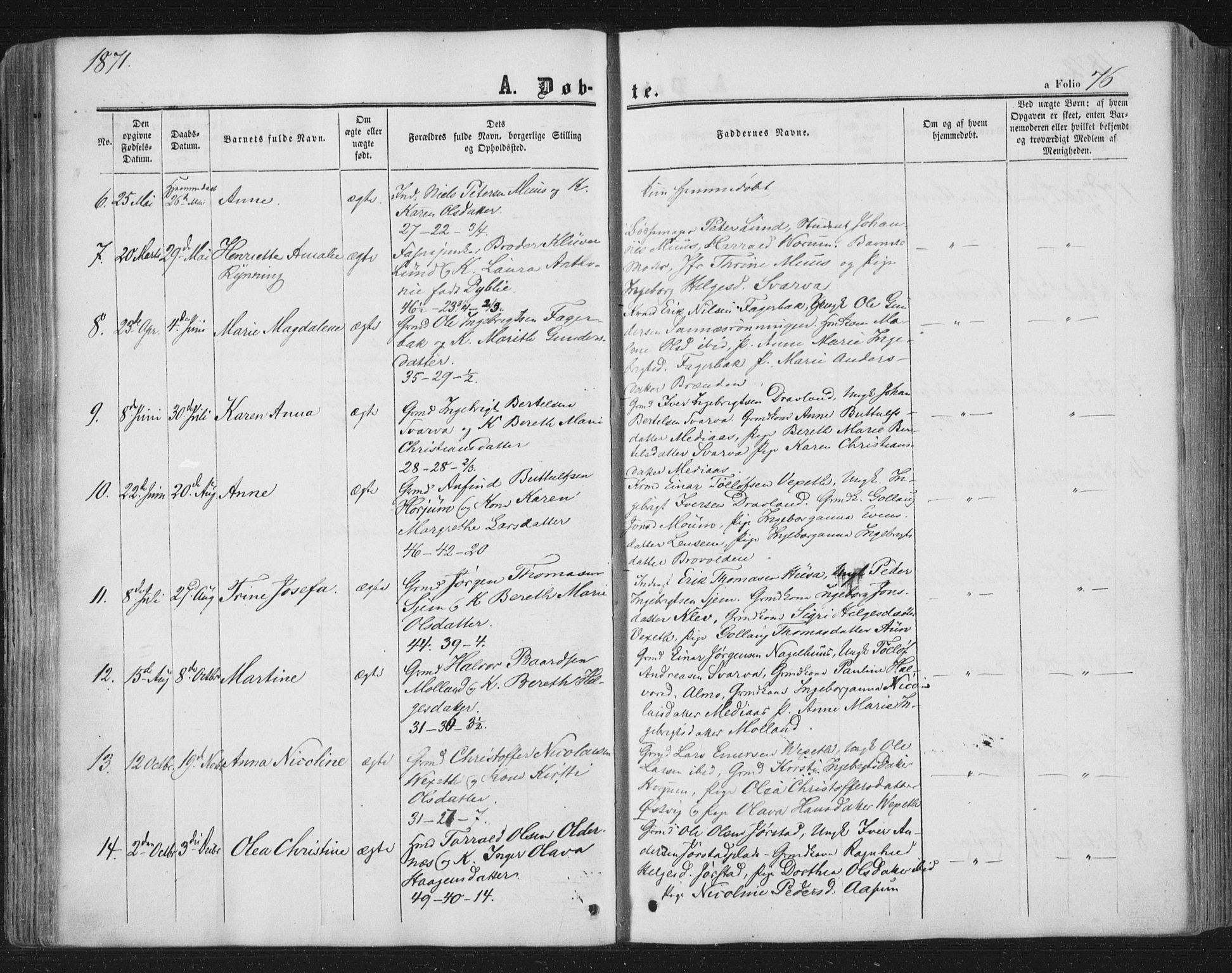 Ministerialprotokoller, klokkerbøker og fødselsregistre - Nord-Trøndelag, SAT/A-1458/749/L0472: Parish register (official) no. 749A06, 1857-1873, p. 76