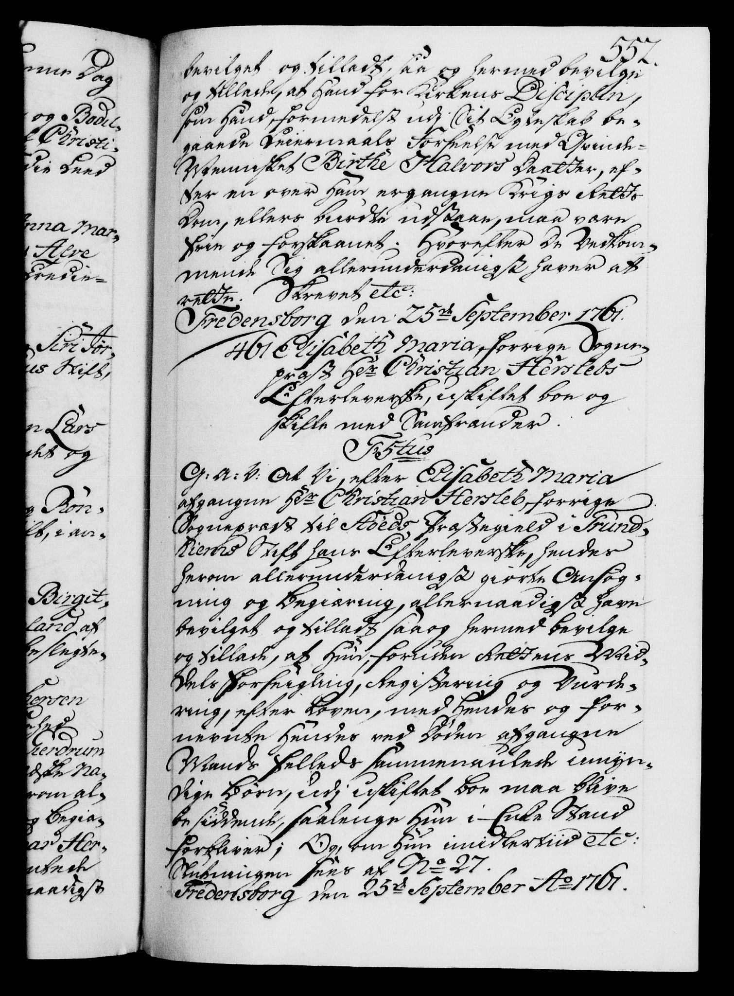 Danske Kanselli 1572-1799, AV/RA-EA-3023/F/Fc/Fca/Fcaa/L0041: Norske registre, 1760-1762, p. 552a