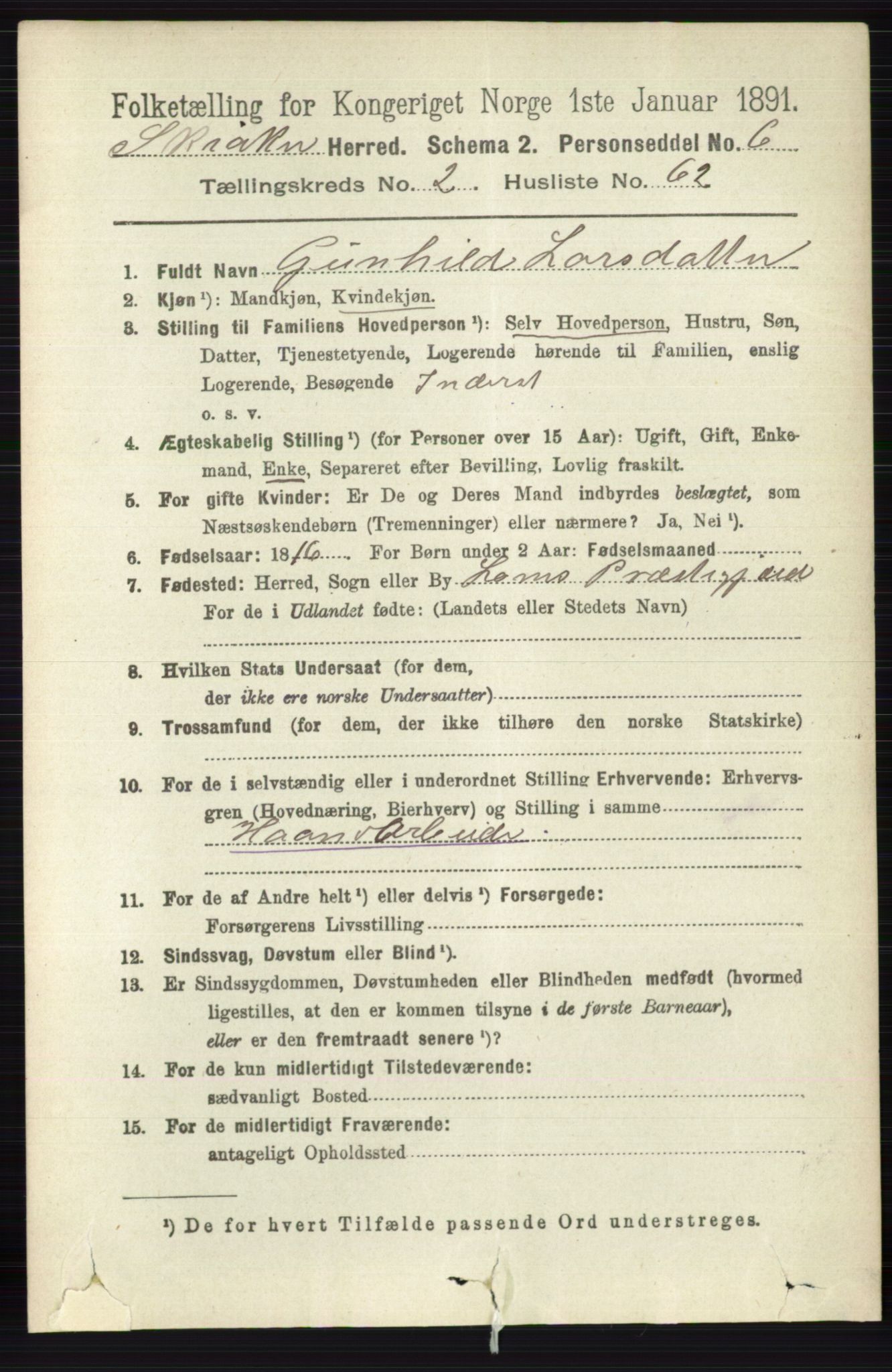 RA, 1891 census for 0513 Skjåk, 1891, p. 881