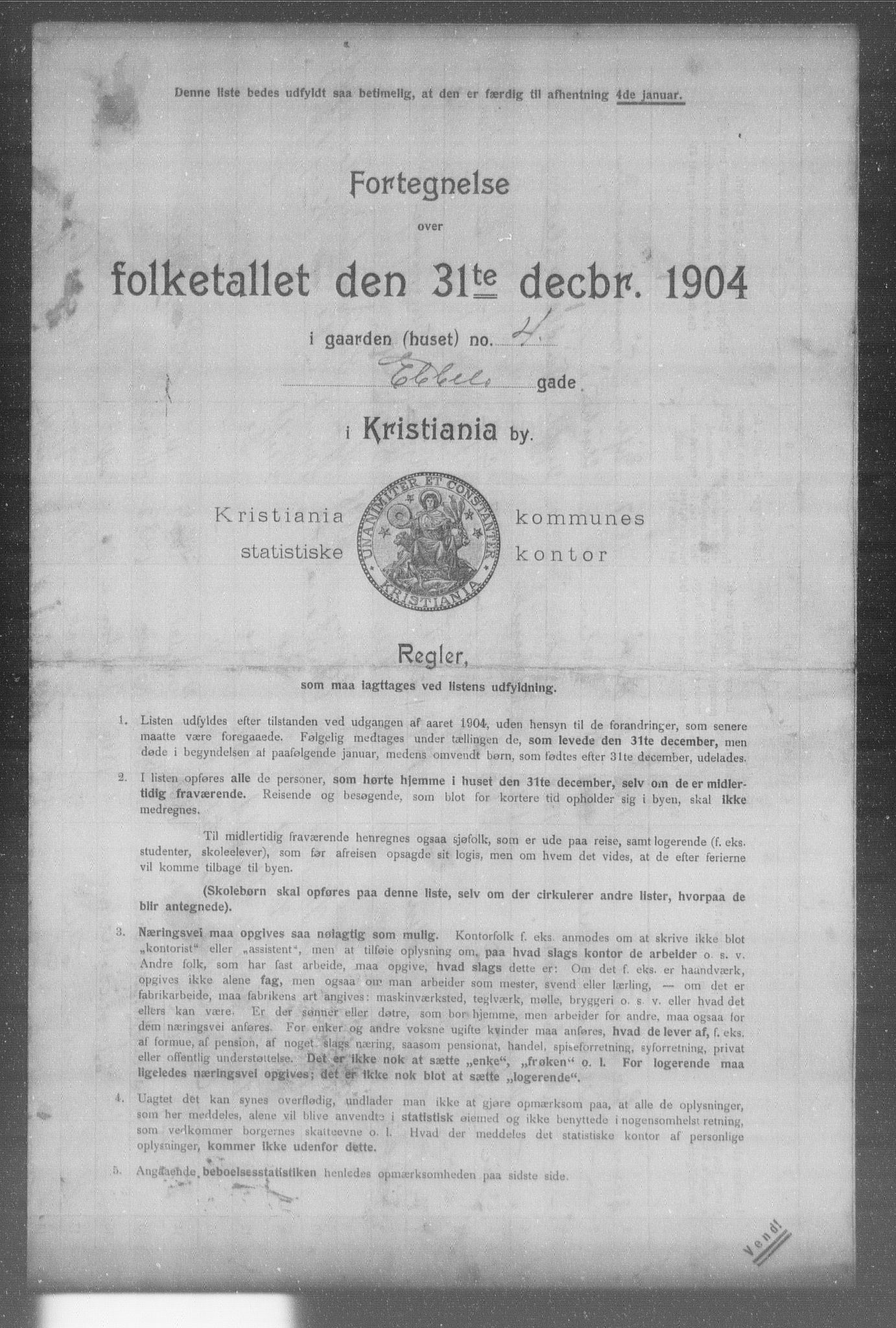 OBA, Municipal Census 1904 for Kristiania, 1904, p. 3679