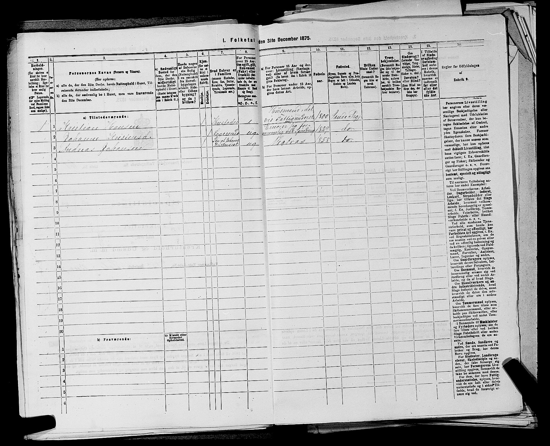 SAKO, 1875 census for 0713P Sande, 1875, p. 1149