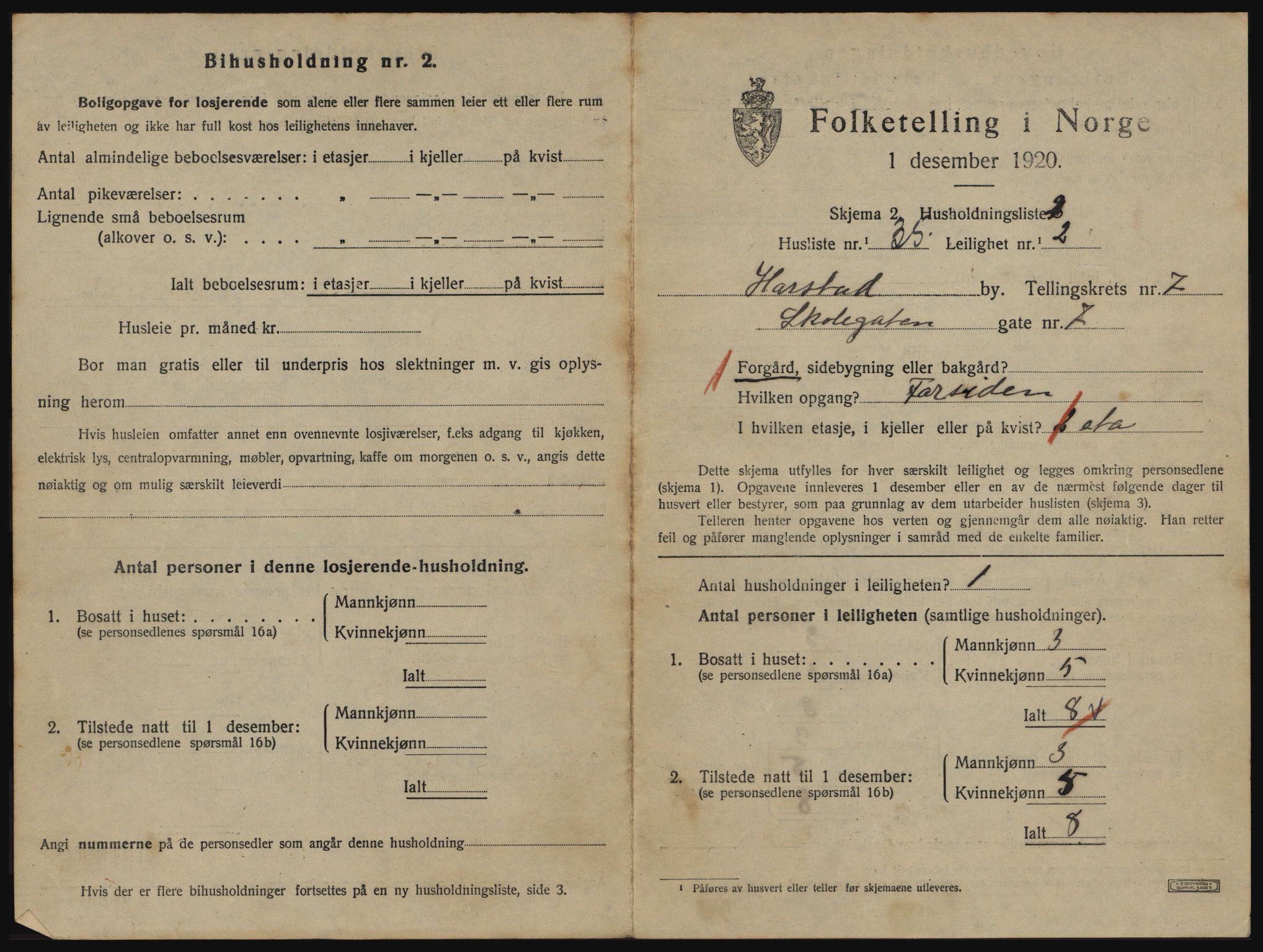 SATØ, 1920 census for Harstad, 1920, p. 2109