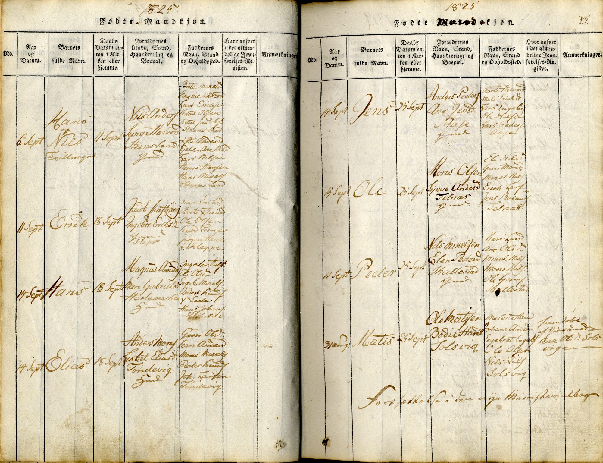 Sund sokneprestembete, SAB/A-99930: Parish register (official) no. A 11, 1814-1825, p. 85
