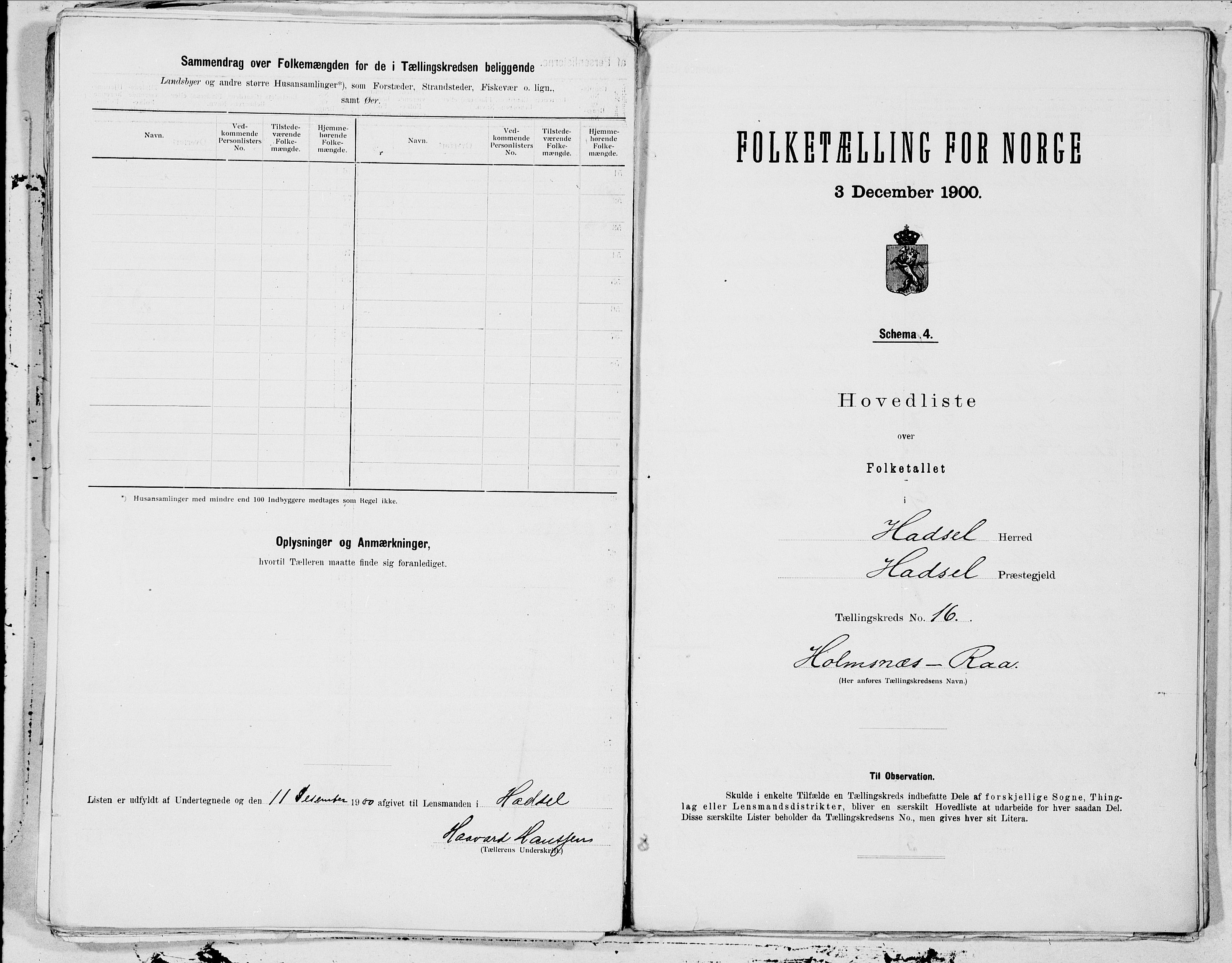 SAT, 1900 census for Hadsel, 1900, p. 30