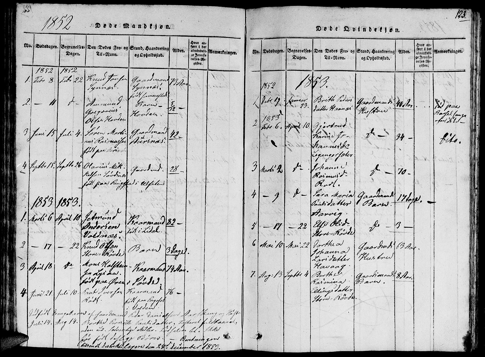 Ministerialprotokoller, klokkerbøker og fødselsregistre - Møre og Romsdal, SAT/A-1454/504/L0054: Parish register (official) no. 504A01, 1816-1861, p. 123