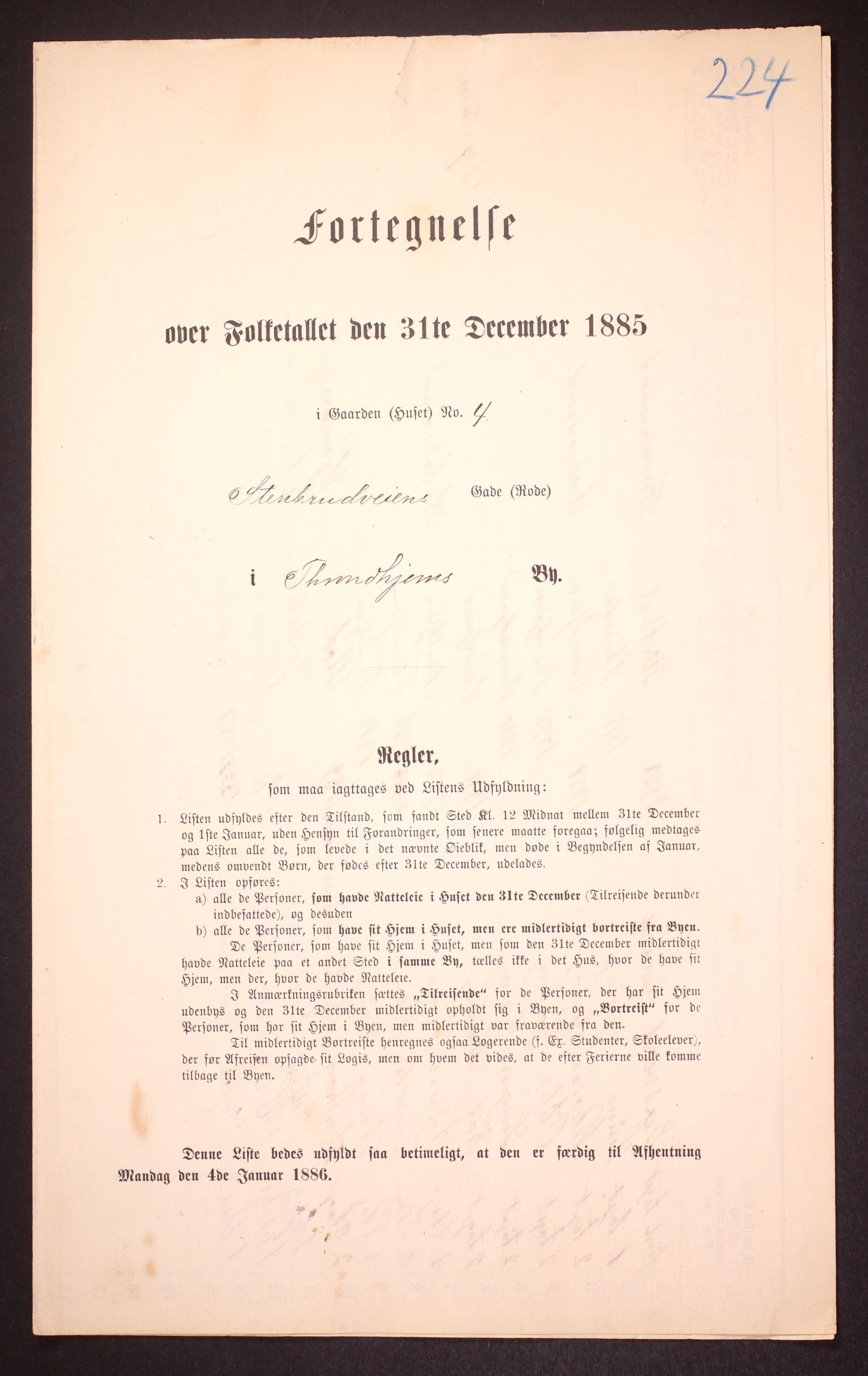 SAT, 1885 census for 1601 Trondheim, 1885, p. 3149