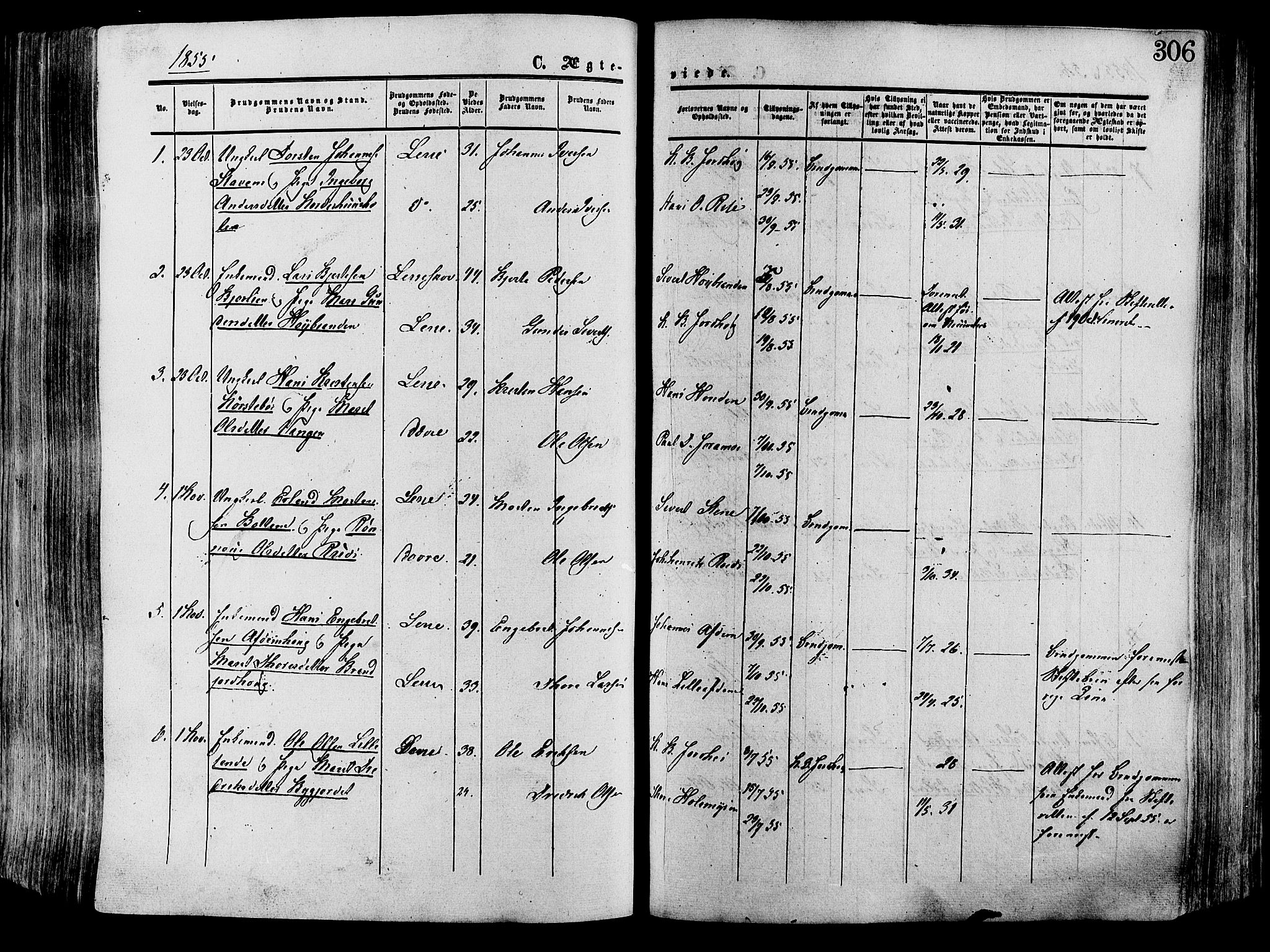 Lesja prestekontor, SAH/PREST-068/H/Ha/Haa/L0008: Parish register (official) no. 8, 1854-1880, p. 306