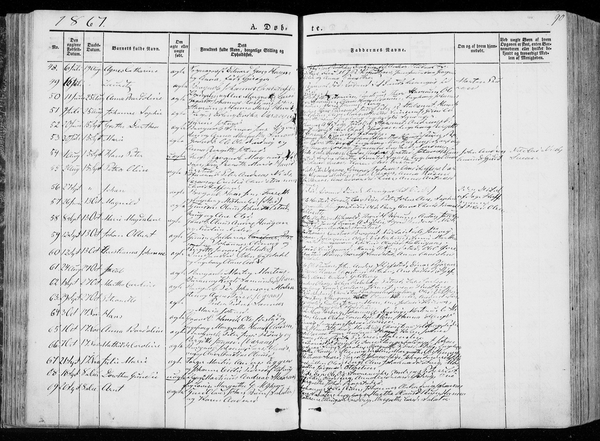 Ministerialprotokoller, klokkerbøker og fødselsregistre - Nord-Trøndelag, SAT/A-1458/722/L0218: Parish register (official) no. 722A05, 1843-1868, p. 90
