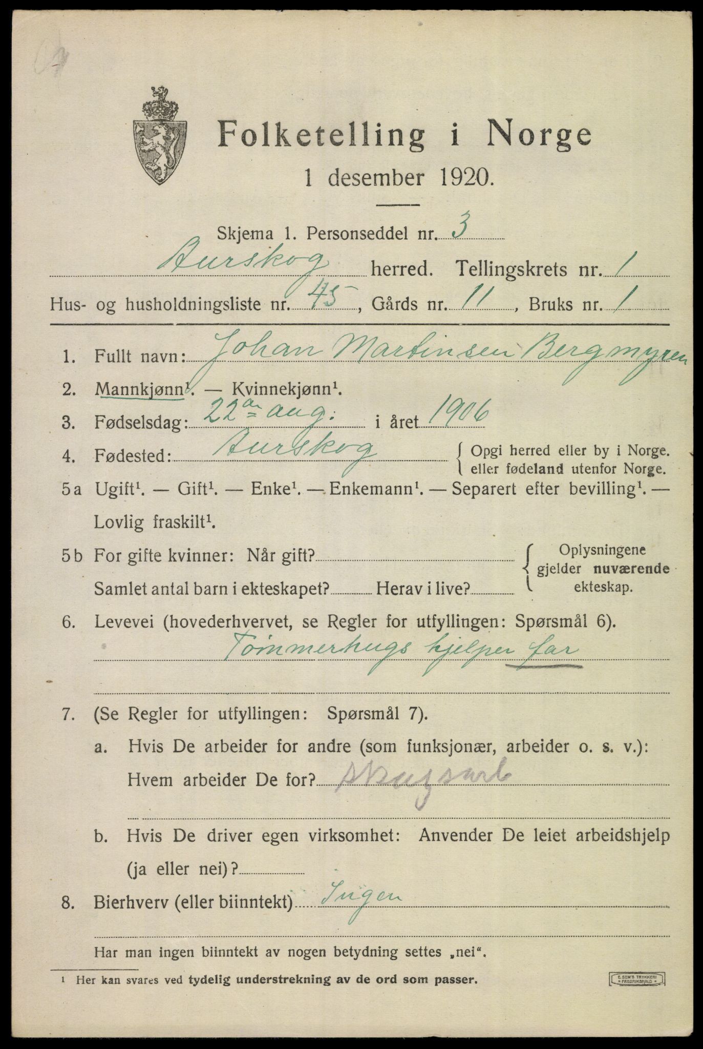 SAO, 1920 census for Aurskog, 1920, p. 1668