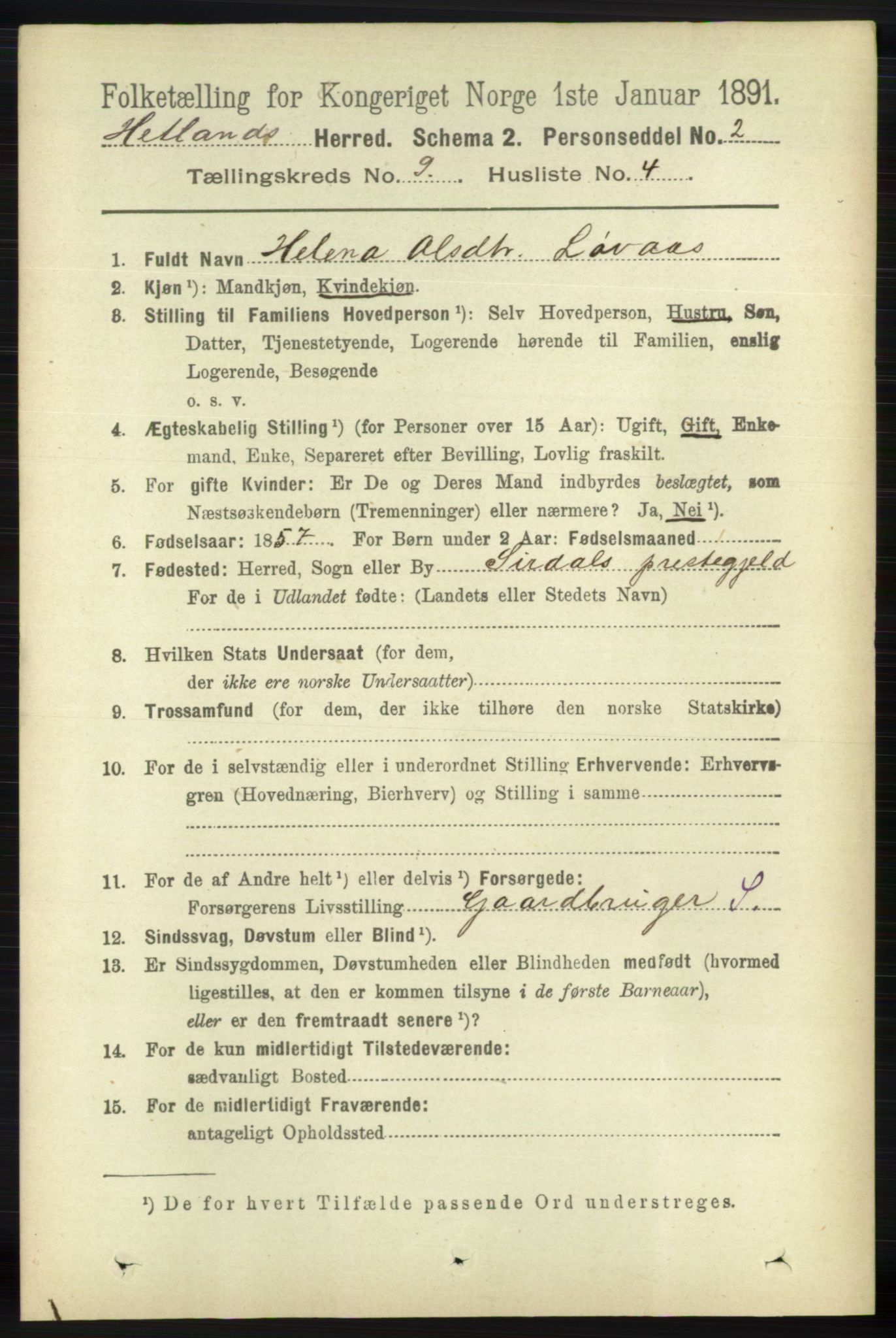 RA, 1891 census for 1126 Hetland, 1891, p. 5122