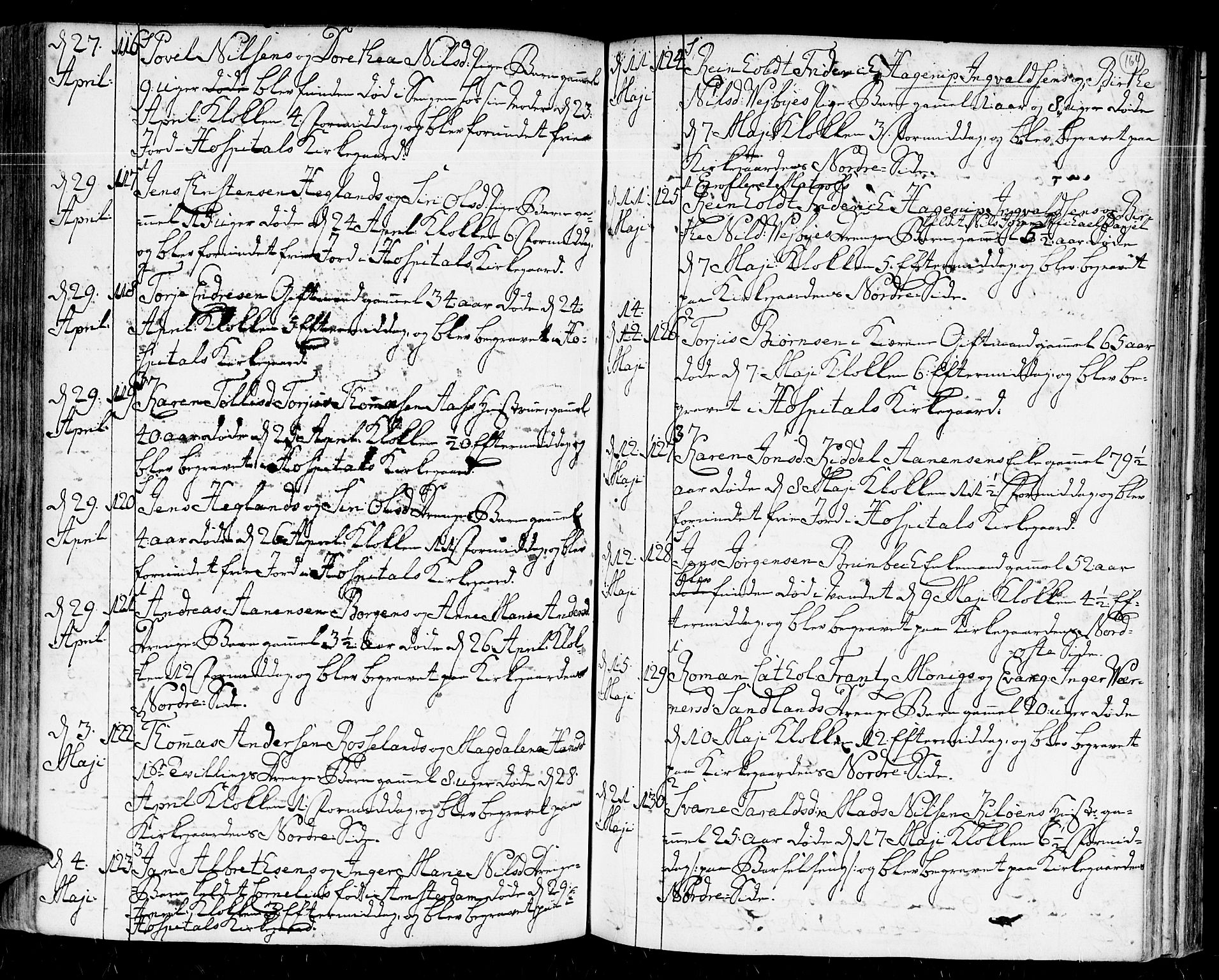 Kristiansand domprosti, AV/SAK-1112-0006/F/Fa/L0004: Parish register (official) no. A 4, 1762-1794, p. 164