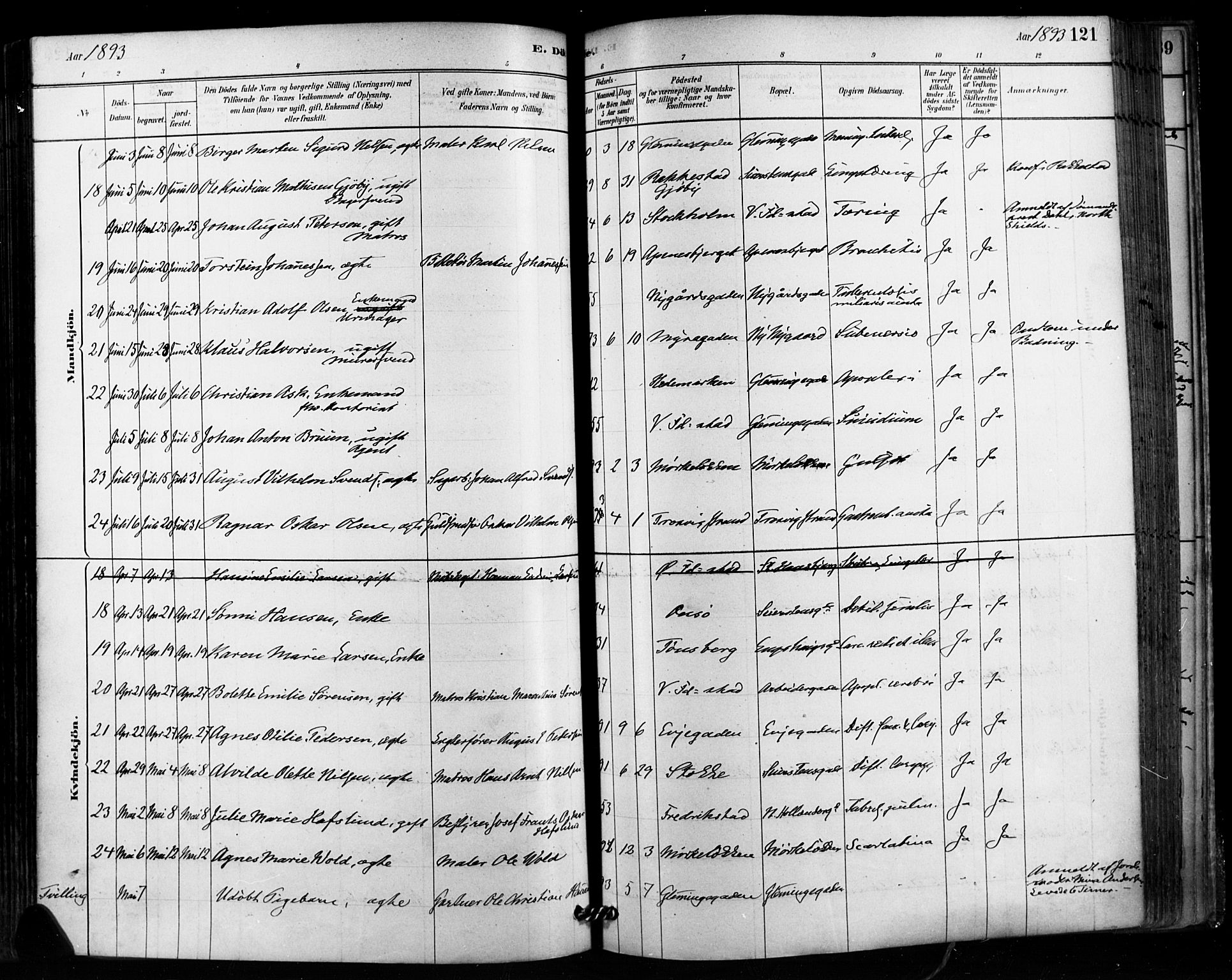 Fredrikstad domkirkes prestekontor Kirkebøker, SAO/A-10906/F/Fa/L0003: Parish register (official) no. 3, 1878-1904, p. 121