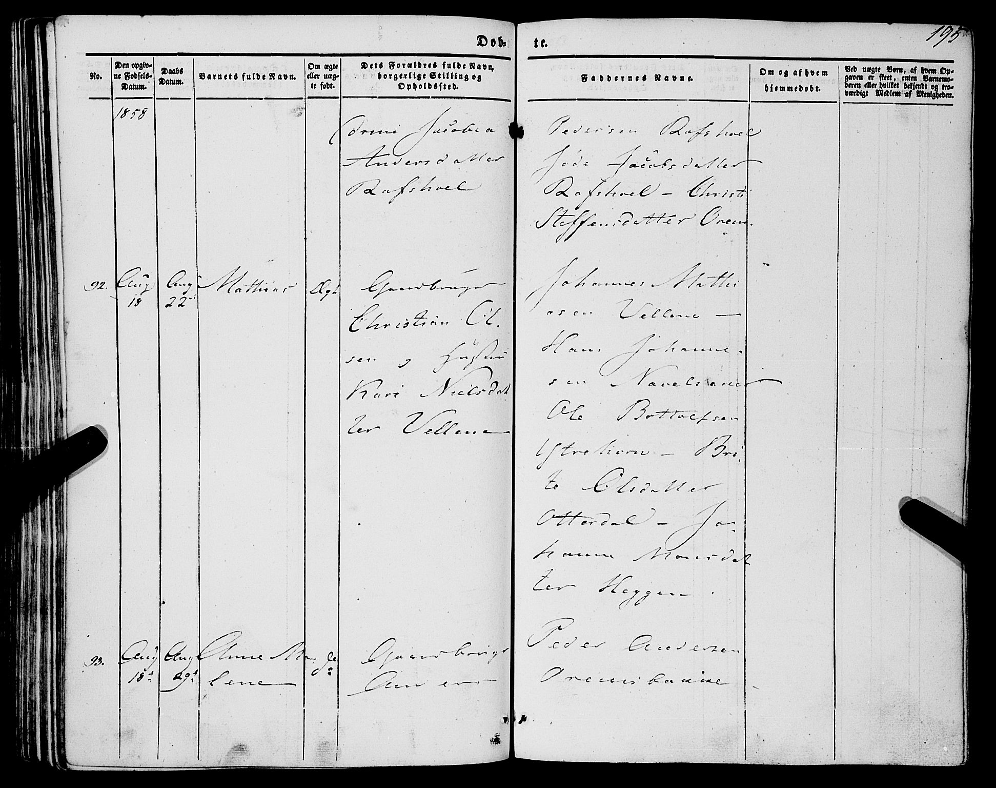 Eid sokneprestembete, AV/SAB-A-82301/H/Haa/Haaa/L0007: Parish register (official) no. A 7, 1844-1858, p. 195