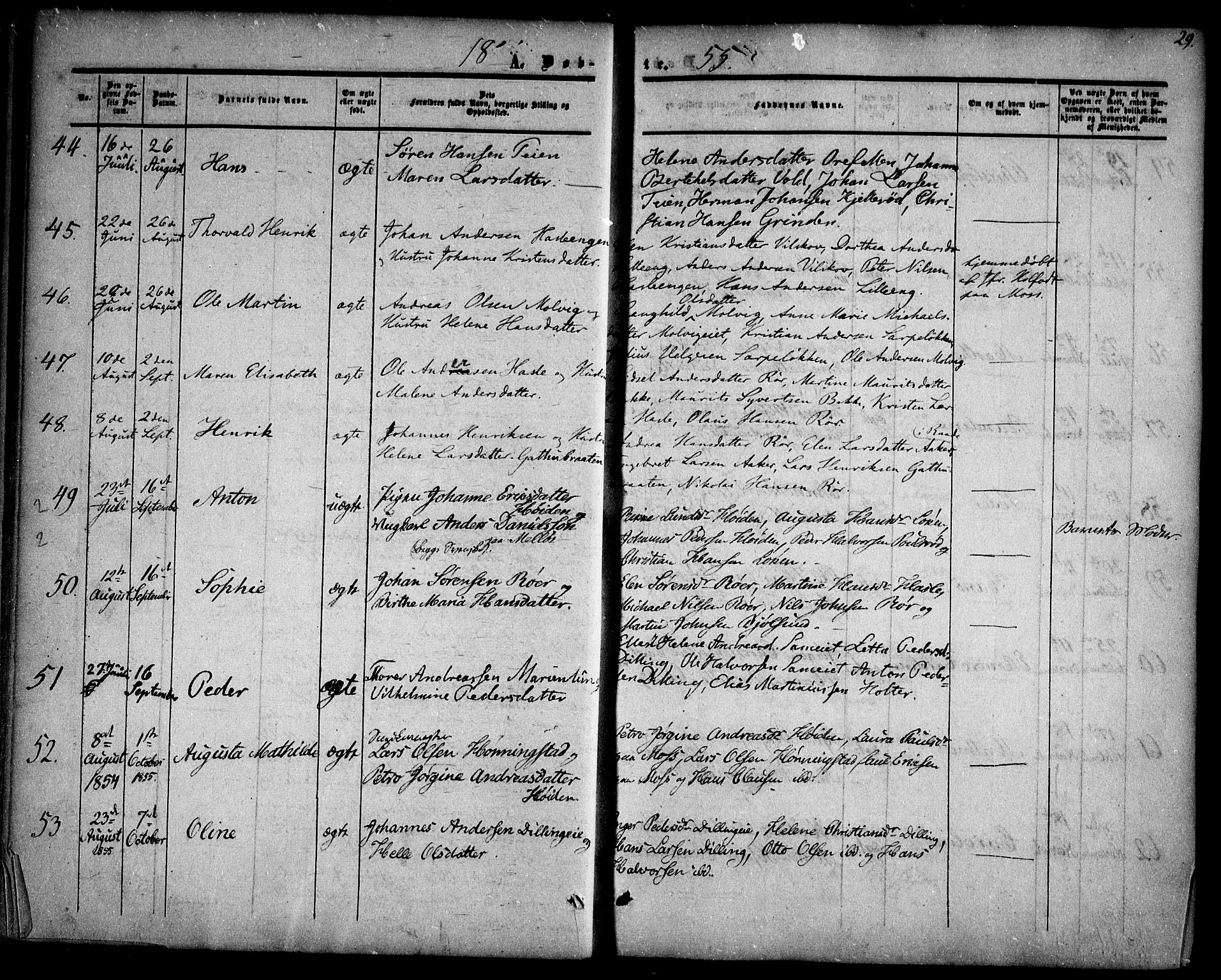 Rygge prestekontor Kirkebøker, AV/SAO-A-10084b/F/Fa/L0005: Parish register (official) no. 5, 1852-1871, p. 29