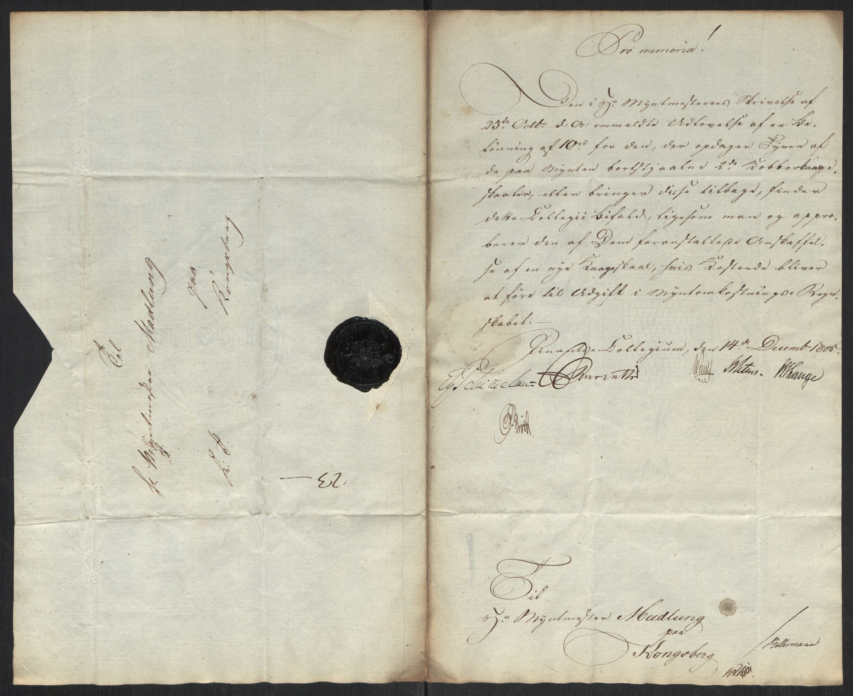 Rentekammeret inntil 1814, Realistisk ordnet avdeling, AV/RA-EA-4070/Oa/L0008: [Y6]: Embetsbrev til myntmesteren på Kongsberg (1797-1806 og 1808-1813), 1797-1813, p. 208