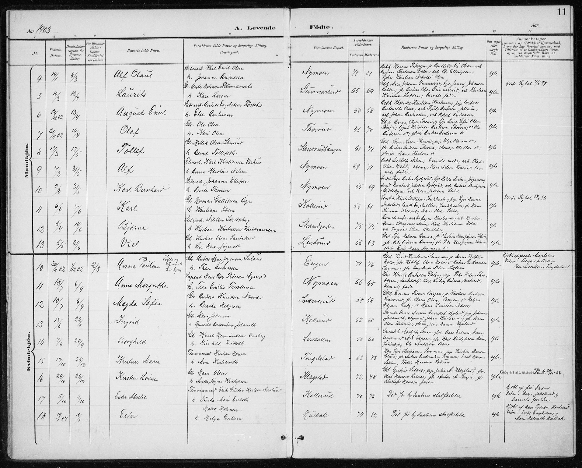 Modum kirkebøker, AV/SAKO-A-234/F/Fa/L0017: Parish register (official) no. 17, 1900-1915, p. 11