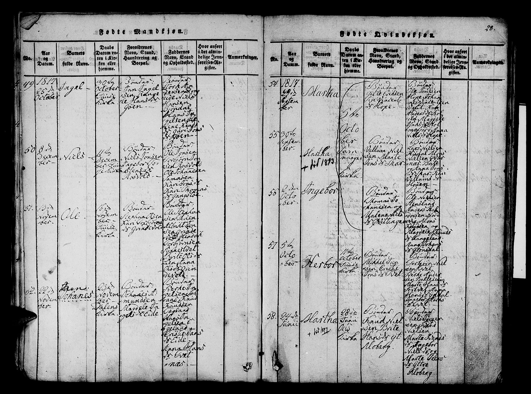 Os sokneprestembete, AV/SAB-A-99929: Parish register (official) no. A 12, 1816-1825, p. 28