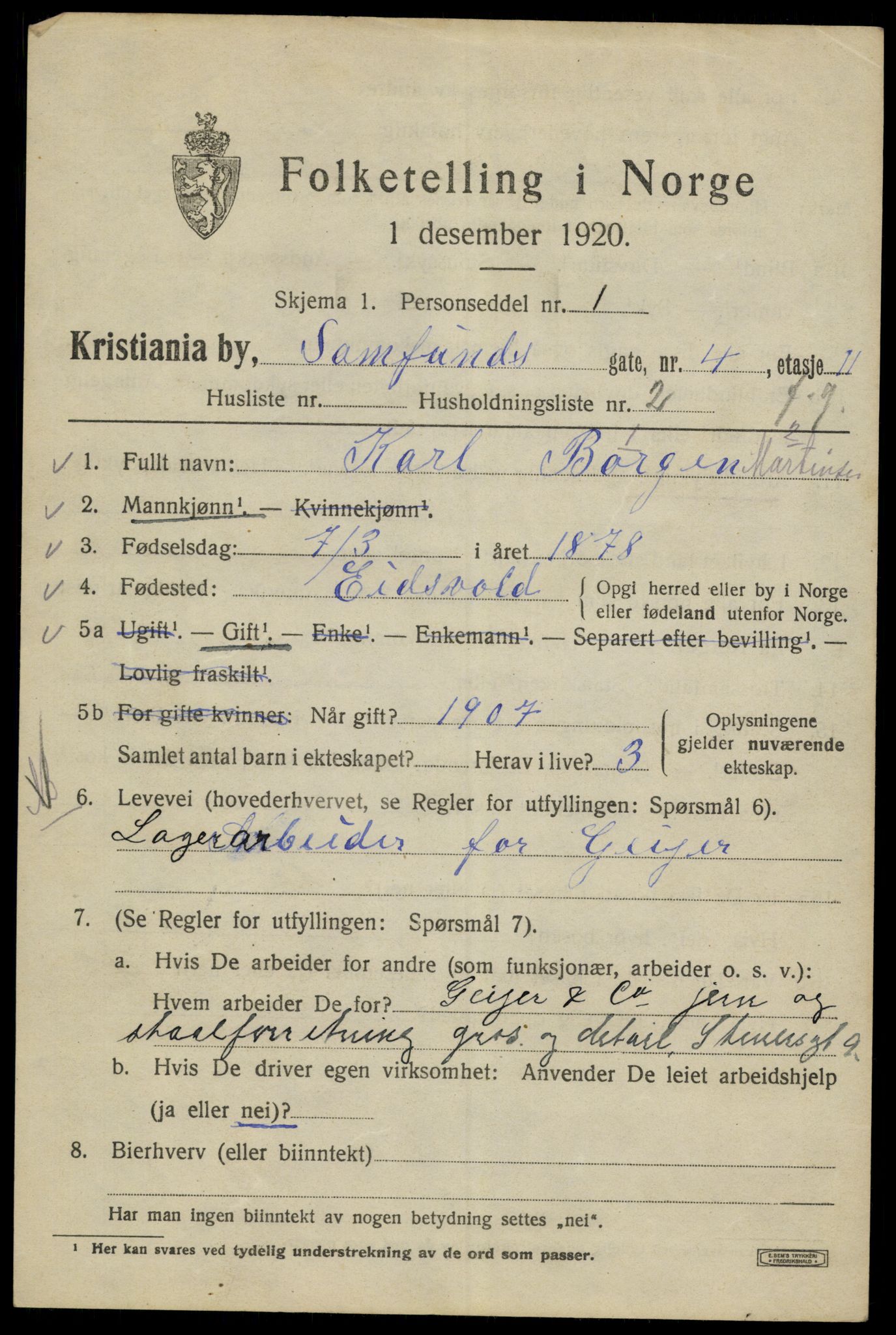 SAO, 1920 census for Kristiania, 1920, p. 477621