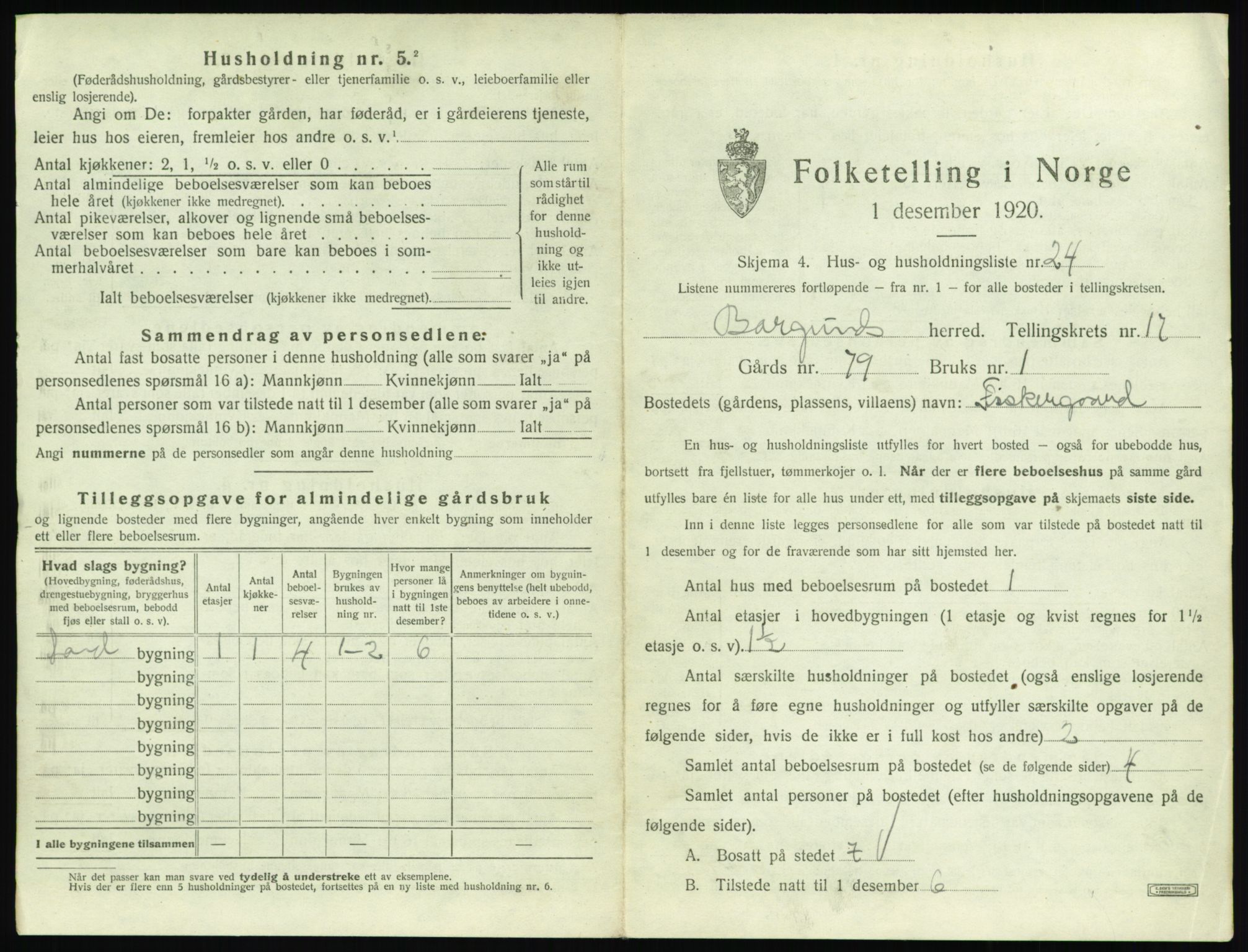 SAT, 1920 census for Borgund, 1920, p. 1526