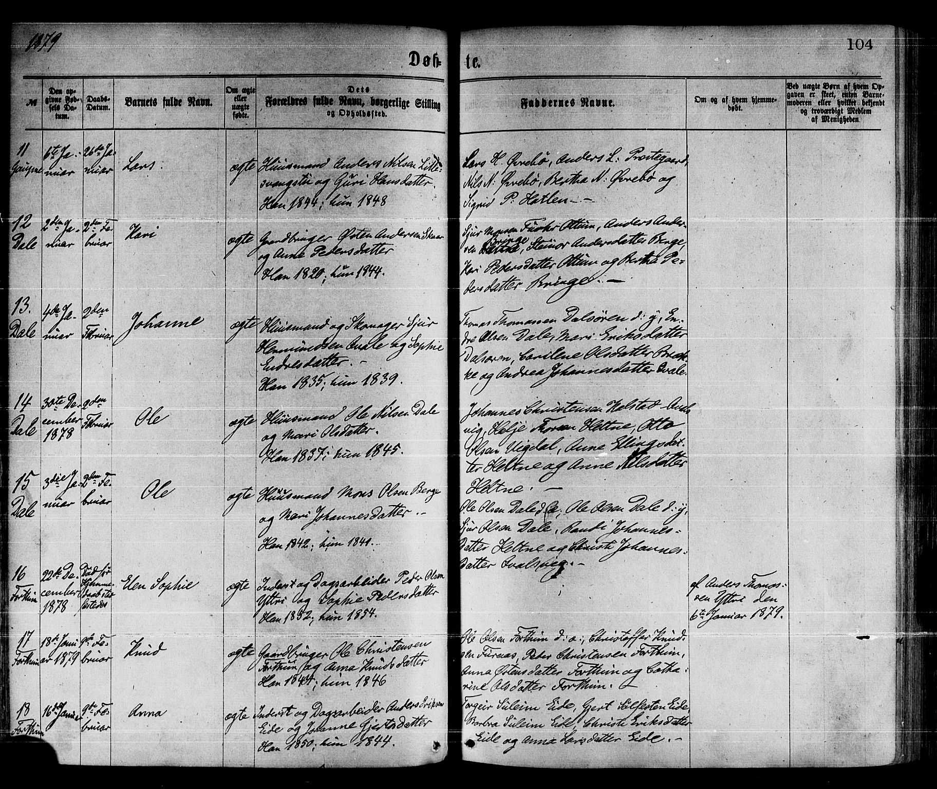 Luster sokneprestembete, AV/SAB-A-81101/H/Haa/Haaa/L0010: Parish register (official) no. A 10, 1871-1886, p. 104