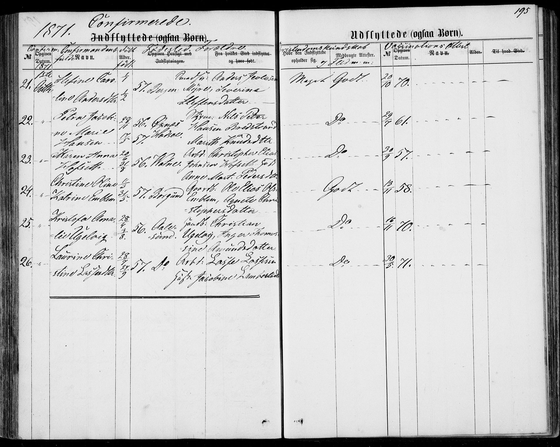 Ministerialprotokoller, klokkerbøker og fødselsregistre - Møre og Romsdal, AV/SAT-A-1454/529/L0452: Parish register (official) no. 529A02, 1864-1871, p. 195