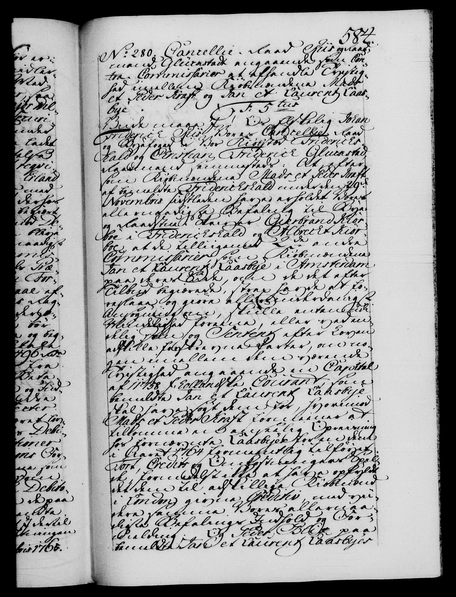 Danske Kanselli 1572-1799, AV/RA-EA-3023/F/Fc/Fca/Fcab/L0037: Norske tegnelser, 1762-1766, p. 584a