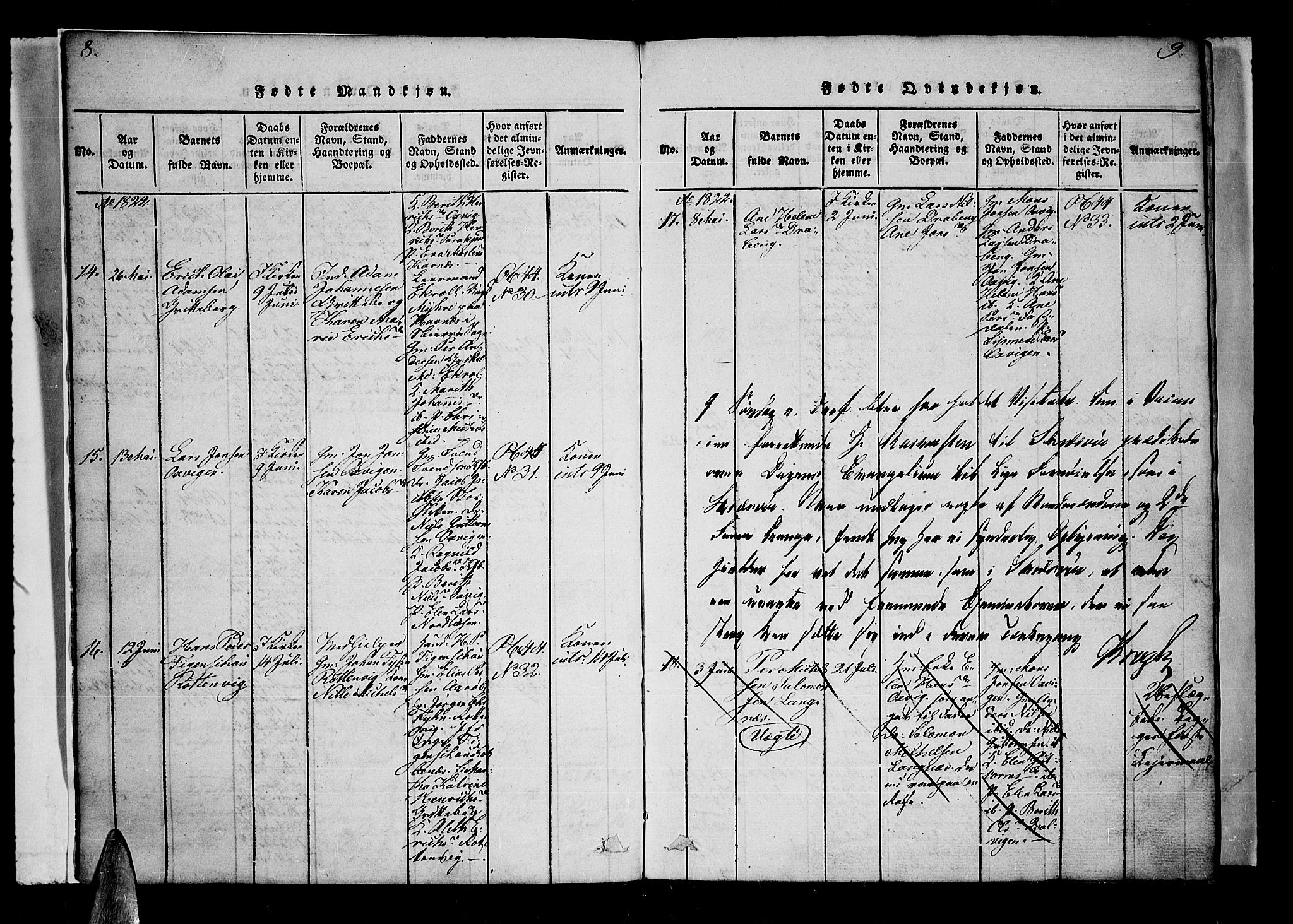 Lyngen sokneprestembete, SATØ/S-1289/H/He/Hea/L0003kirke: Parish register (official) no. 3, 1822-1838, p. 8-9