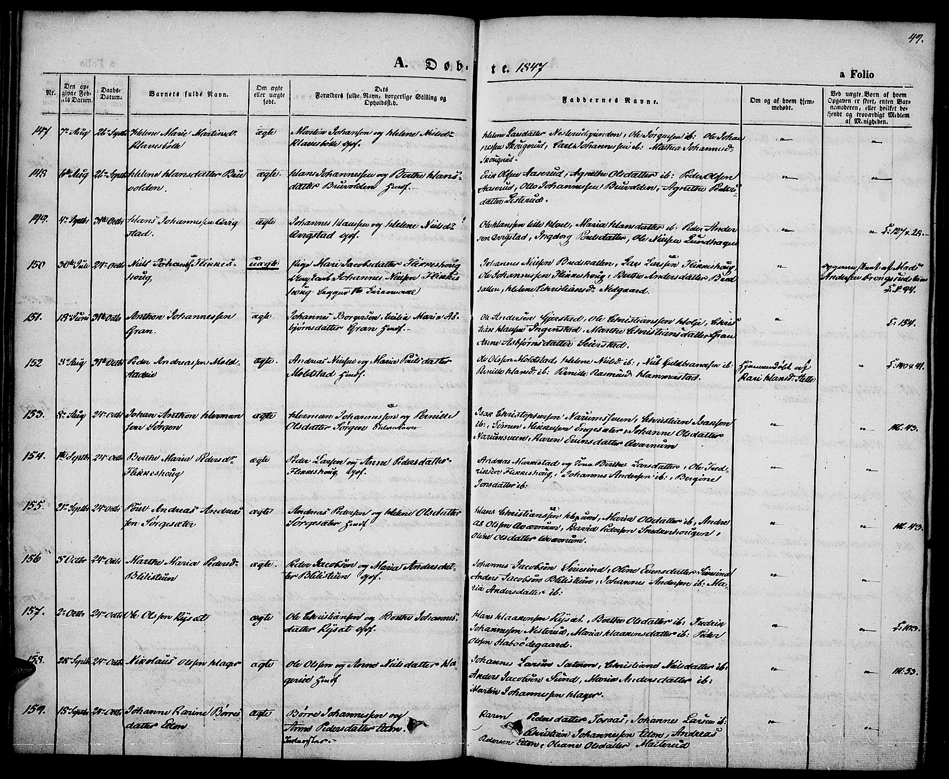 Vestre Toten prestekontor, AV/SAH-PREST-108/H/Ha/Haa/L0004: Parish register (official) no. 4, 1844-1849, p. 49