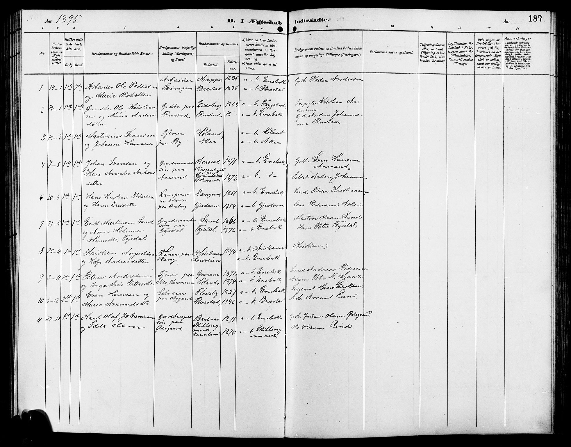 Enebakk prestekontor Kirkebøker, SAO/A-10171c/G/Ga/L0006: Parish register (copy) no. I 6, 1889-1911, p. 187