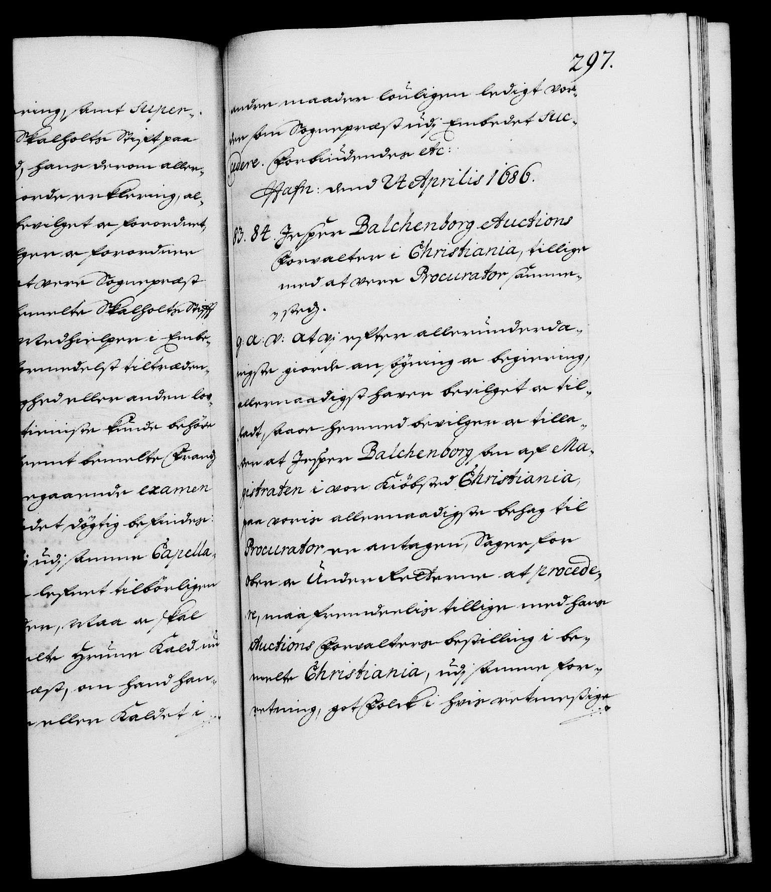 Danske Kanselli 1572-1799, AV/RA-EA-3023/F/Fc/Fca/Fcaa/L0014: Norske registre (mikrofilm), 1685-1687, p. 297a