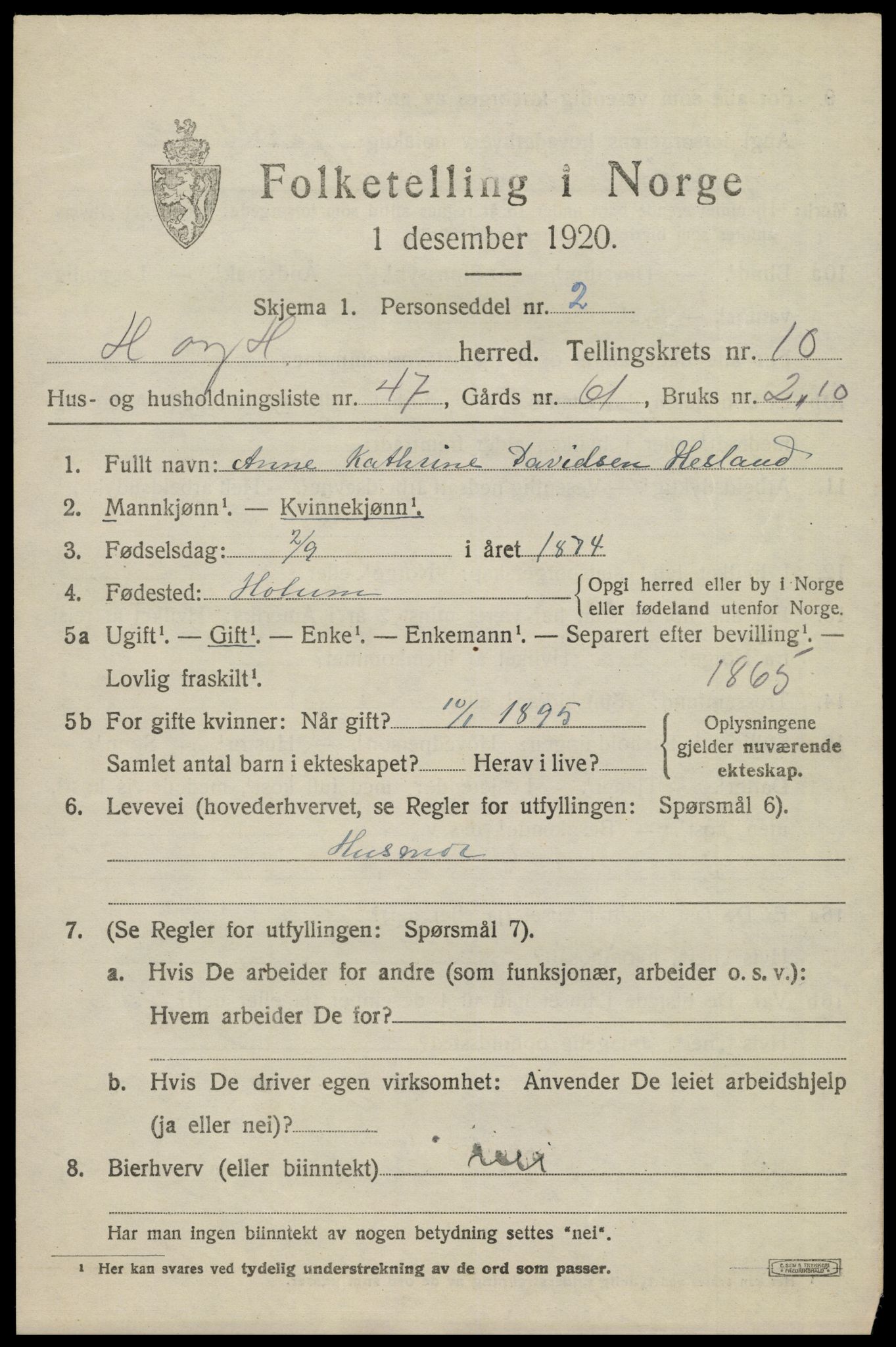 SAK, 1920 census for Halse og Harkmark, 1920, p. 6045